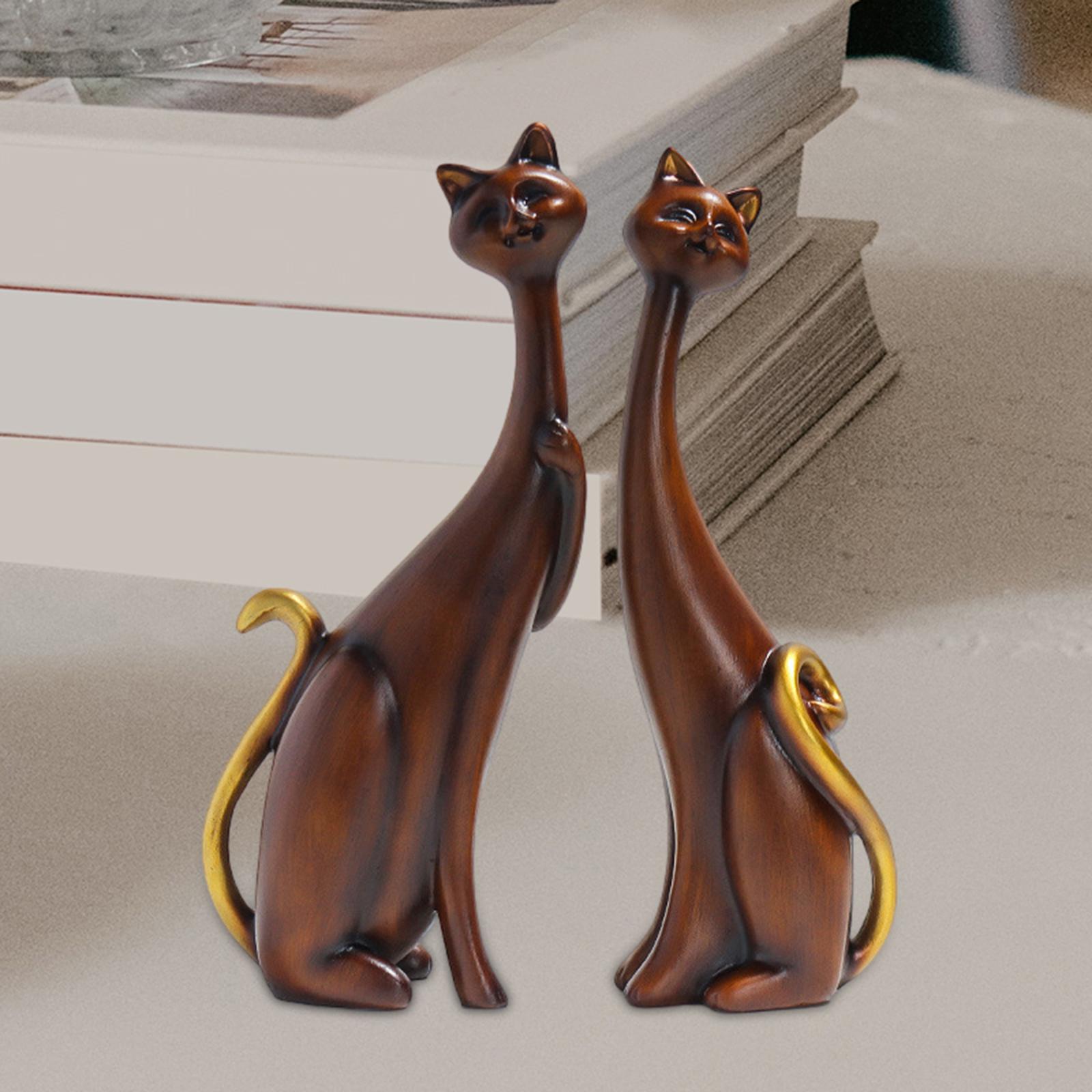 Resin Sculpture Statue Gift Souvenir Cat Ornaments for Bookshelf Office Home