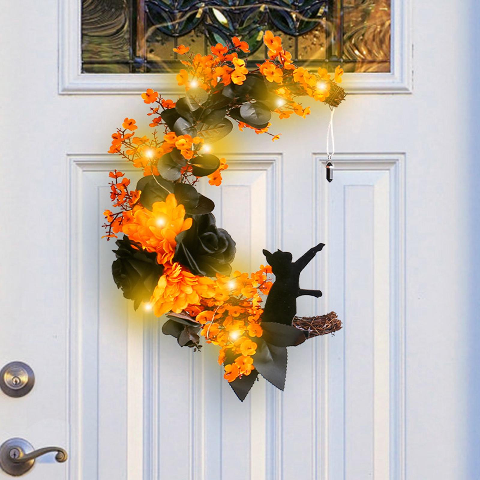 Halloween Moon Cat Garland Halloween Wreath Garland for Home Party Farmhouse