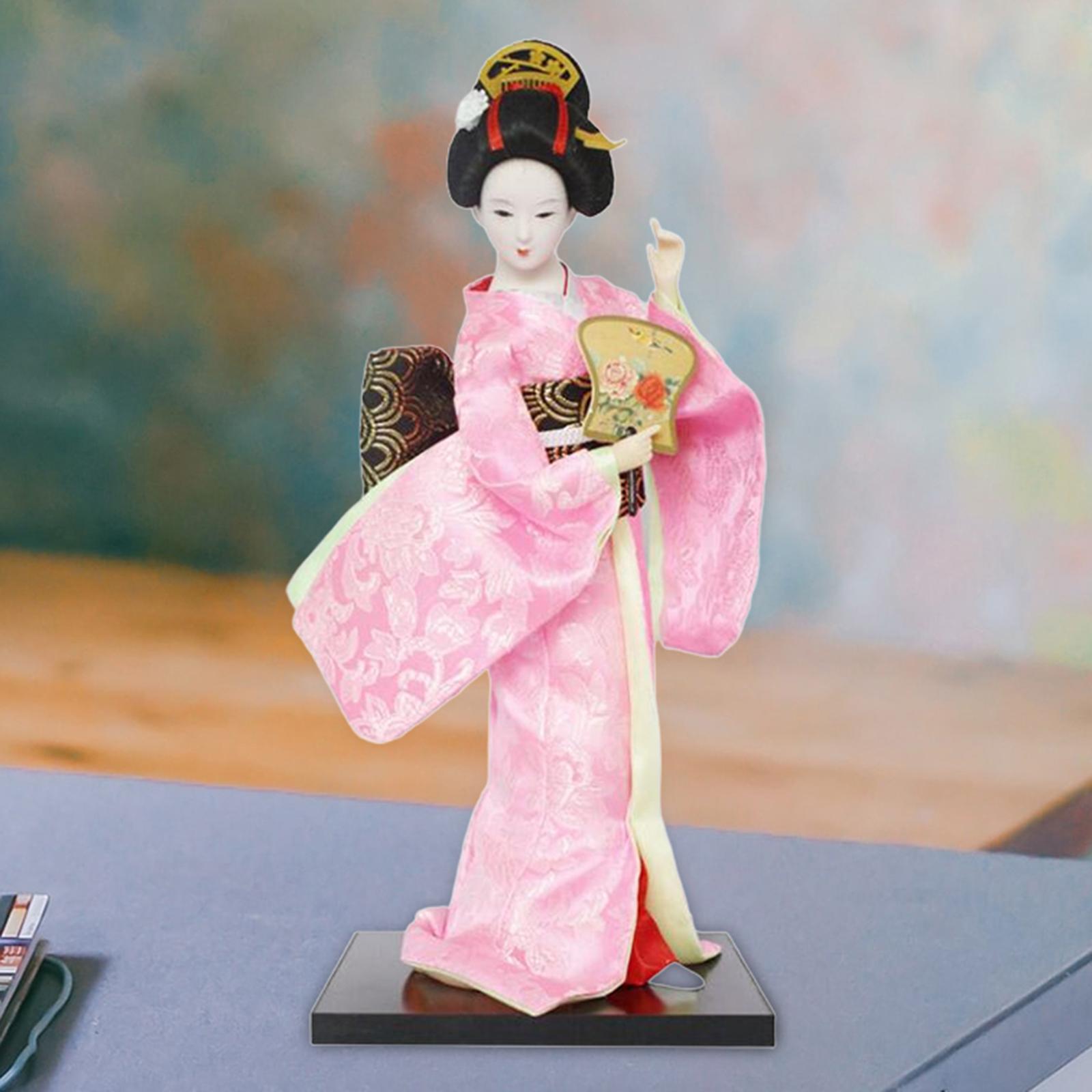 12in Japanese Geisha Handicraft Kimono Dolls Shelf Decor
