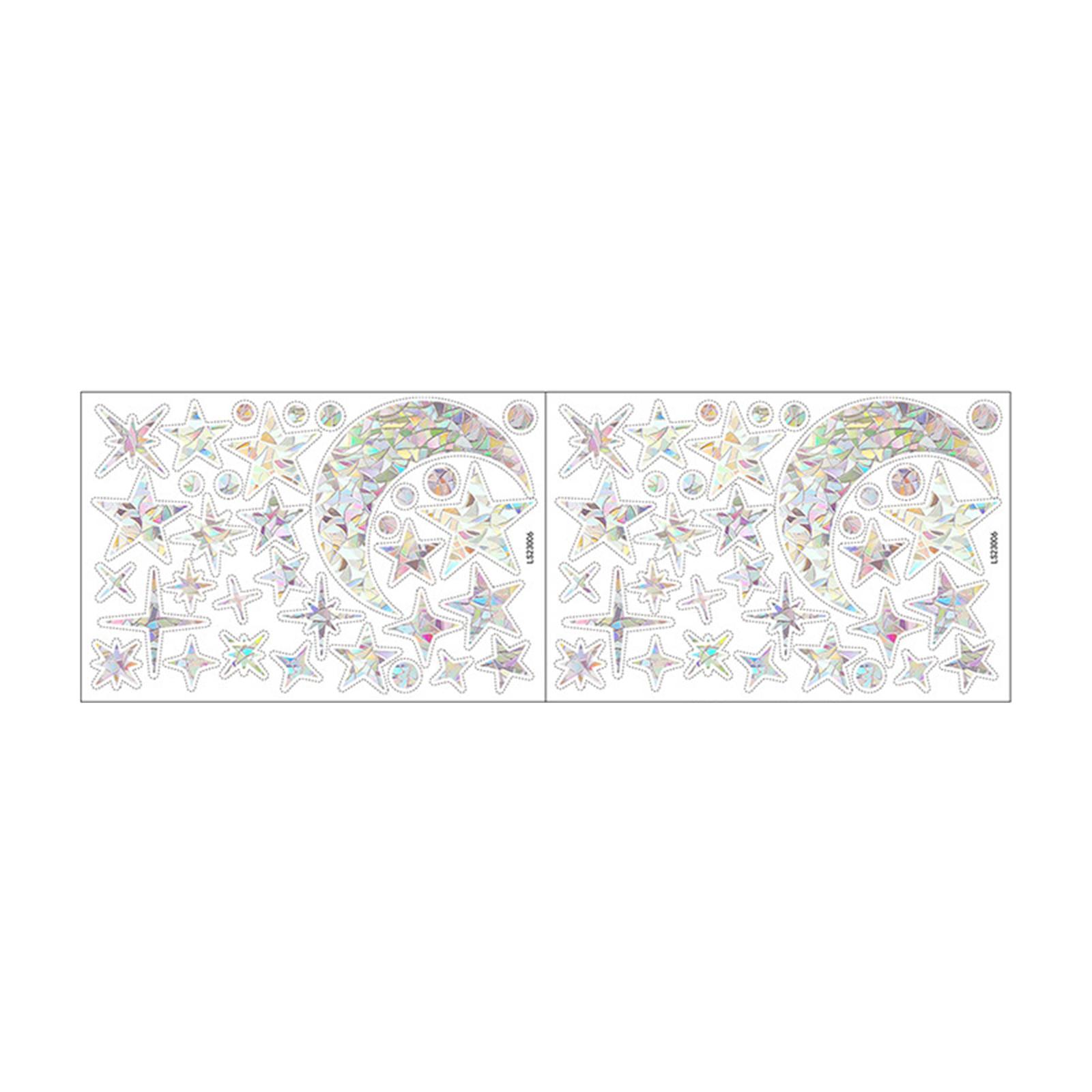 2Pcs Window Clings Art Murals Ornaments Winter Office Window Stickers Decals Moon