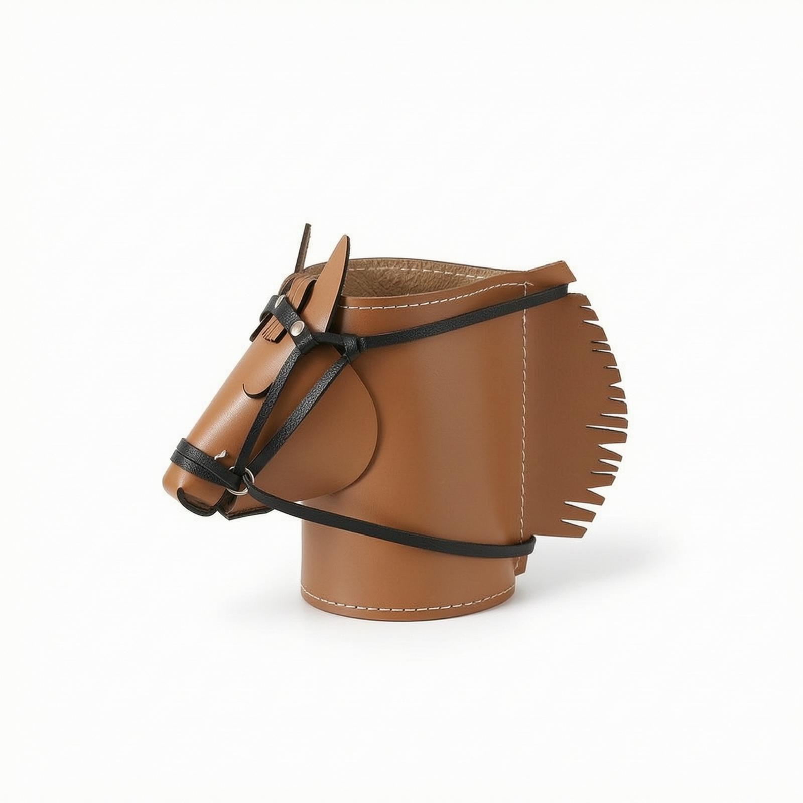 Horse Head Pen Holder Brown
