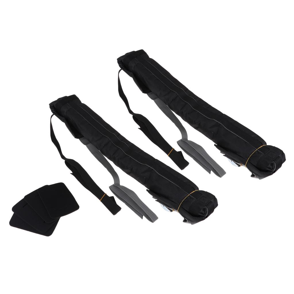 2 Pieces Soft Roof Rack Pads with Buckle Straps for Car Surfboard Kayak SUP