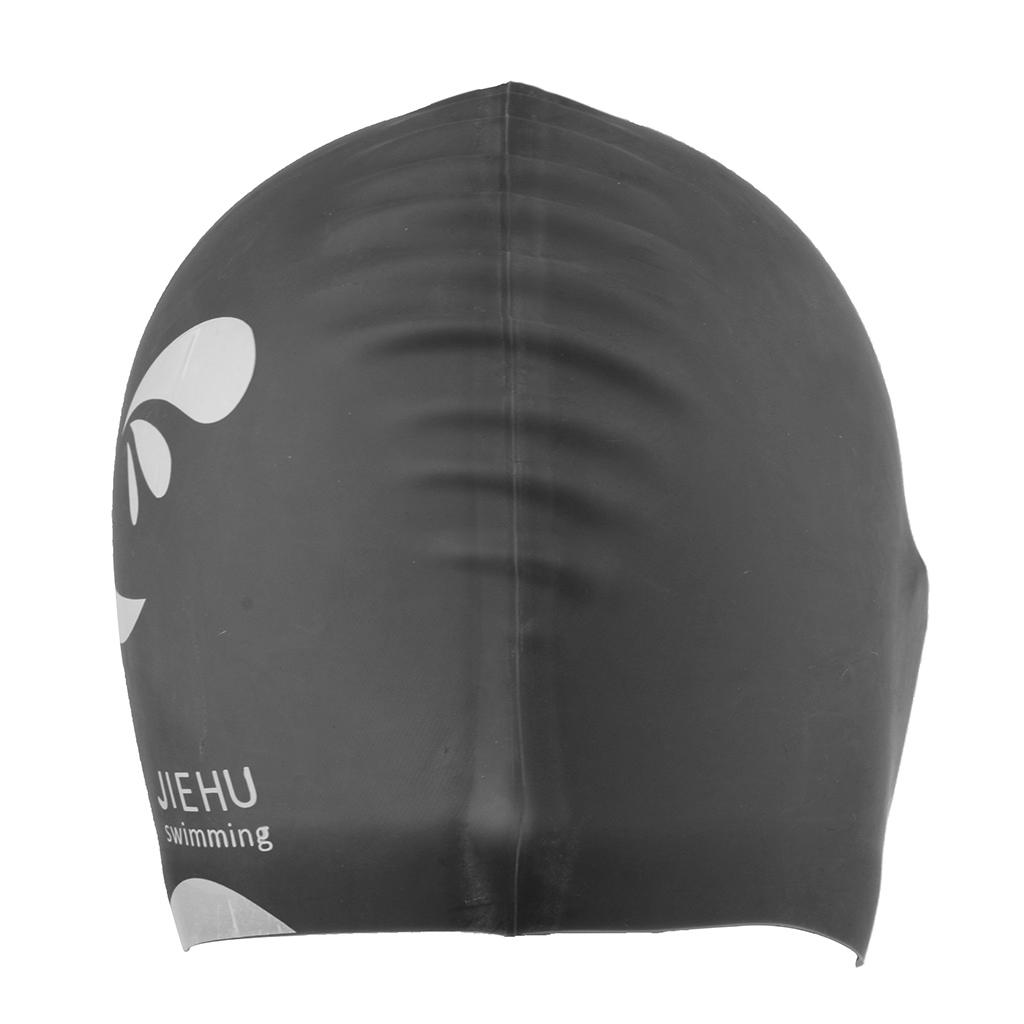 Swim Caps Waterproof Unisex Premium Silicone No-Slip Swimming Hat Black