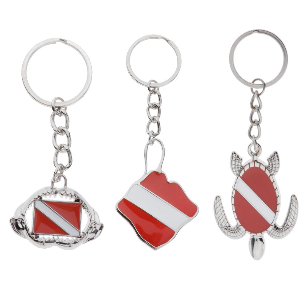 Zinc Alloy Diving Flag Key Chain Holder Keyring Keychain Charm Turtle 