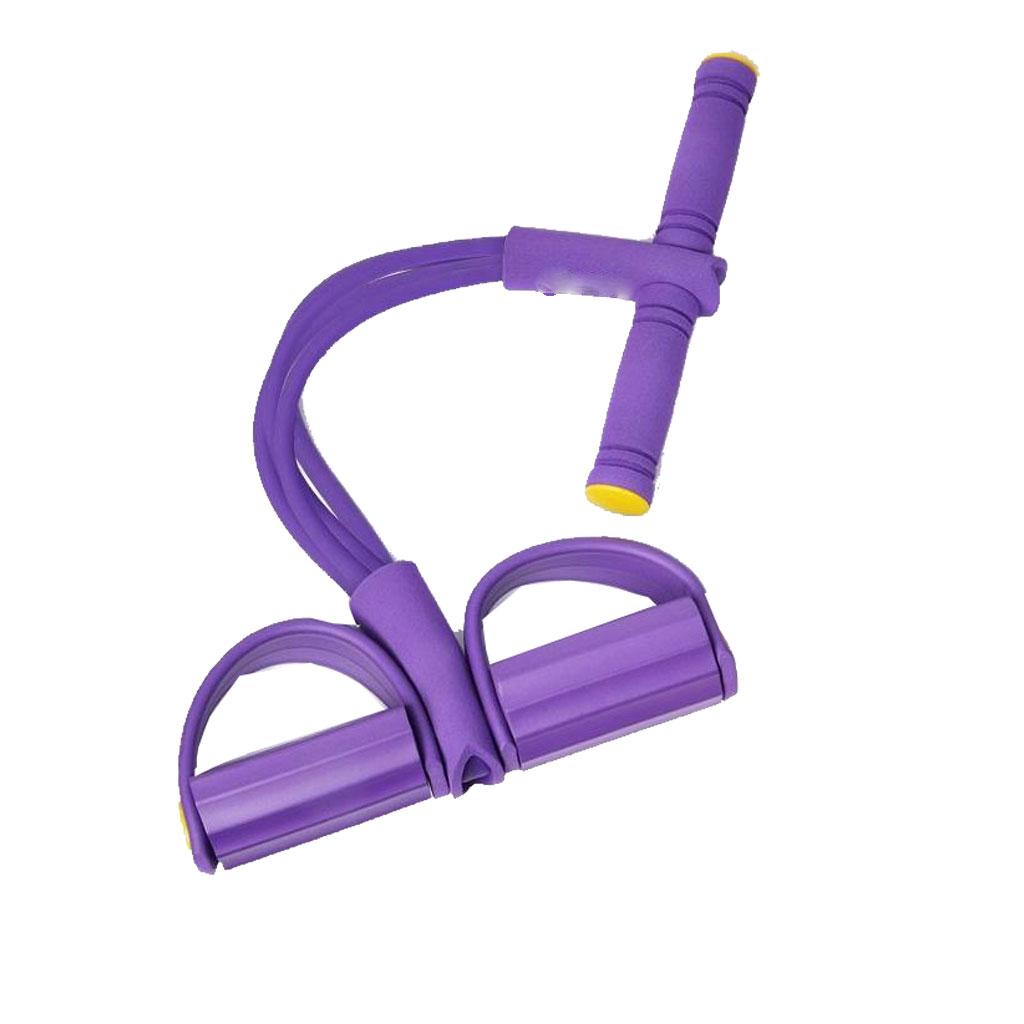 Portable Home Pilates Exercise Bar Fitness with Pedal Resistance Band Purple