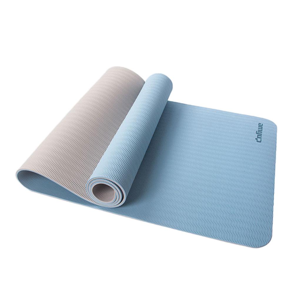 6mm Household Home Exercise Yoga Mat Extended Skid Fitness Rubber  Blue