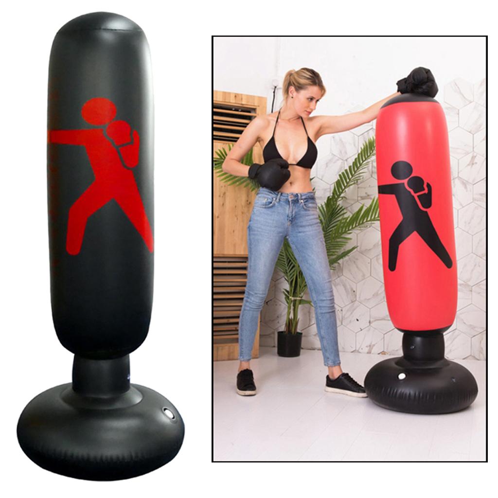 63 Inch Inflatable Boxing Punching Bag Adult Kids Sandbag Fitness black