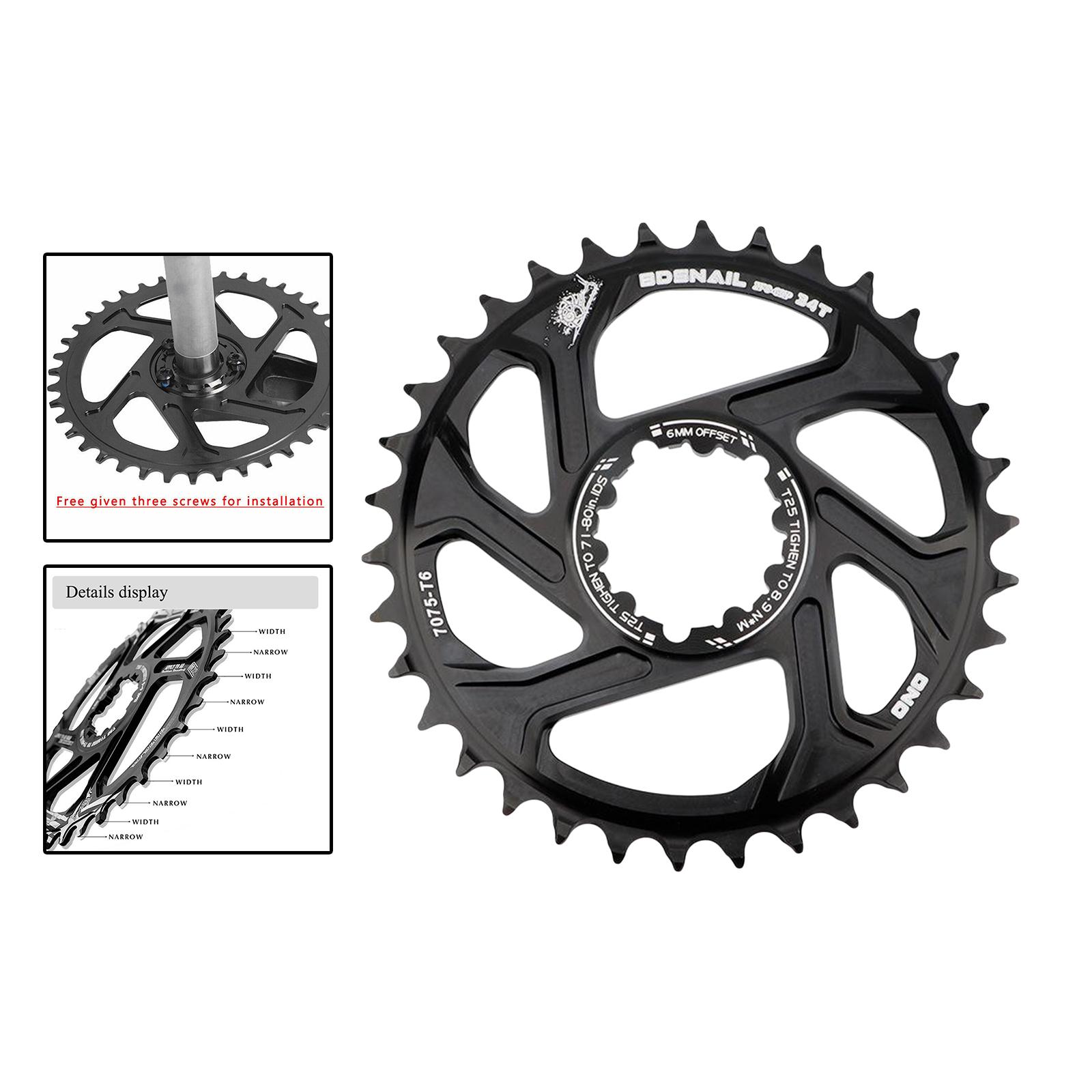 Bike Chainring Integrated Narrow Wide Bicycle Direct Mount Black 34T