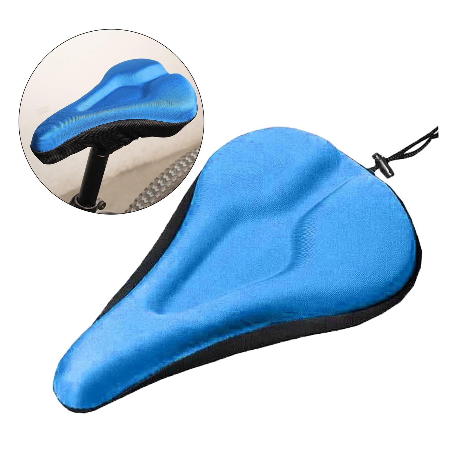 Bike Seat Cover Bicycle Silicone 3D Gel Saddle Pad Padded Soft Cushion Blue