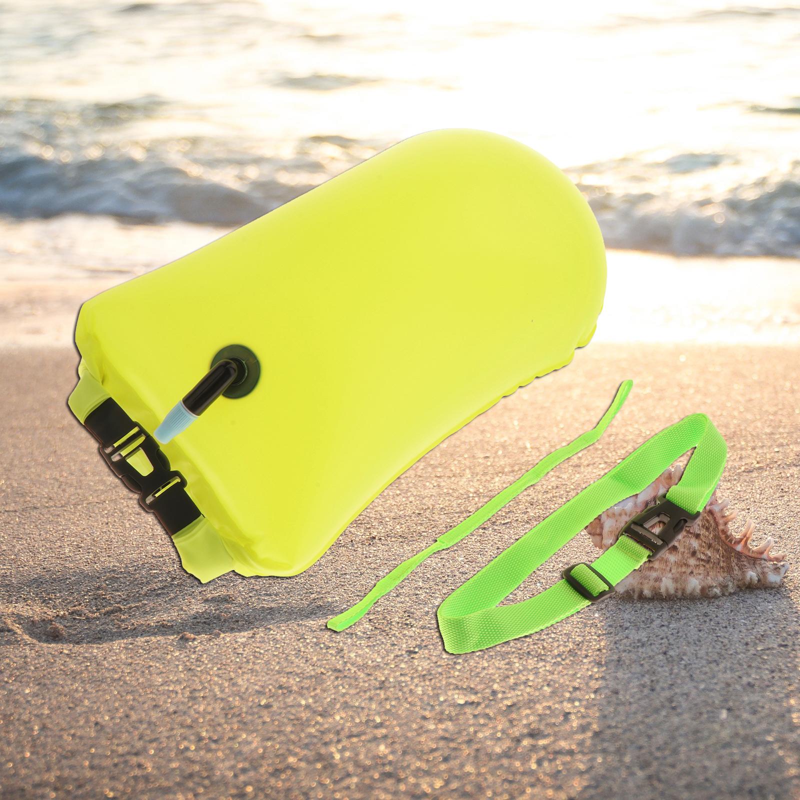 Swim Bubble Tow Float Buoy Inflatable Air Bag Open Water 20L Yellow 27x63cm