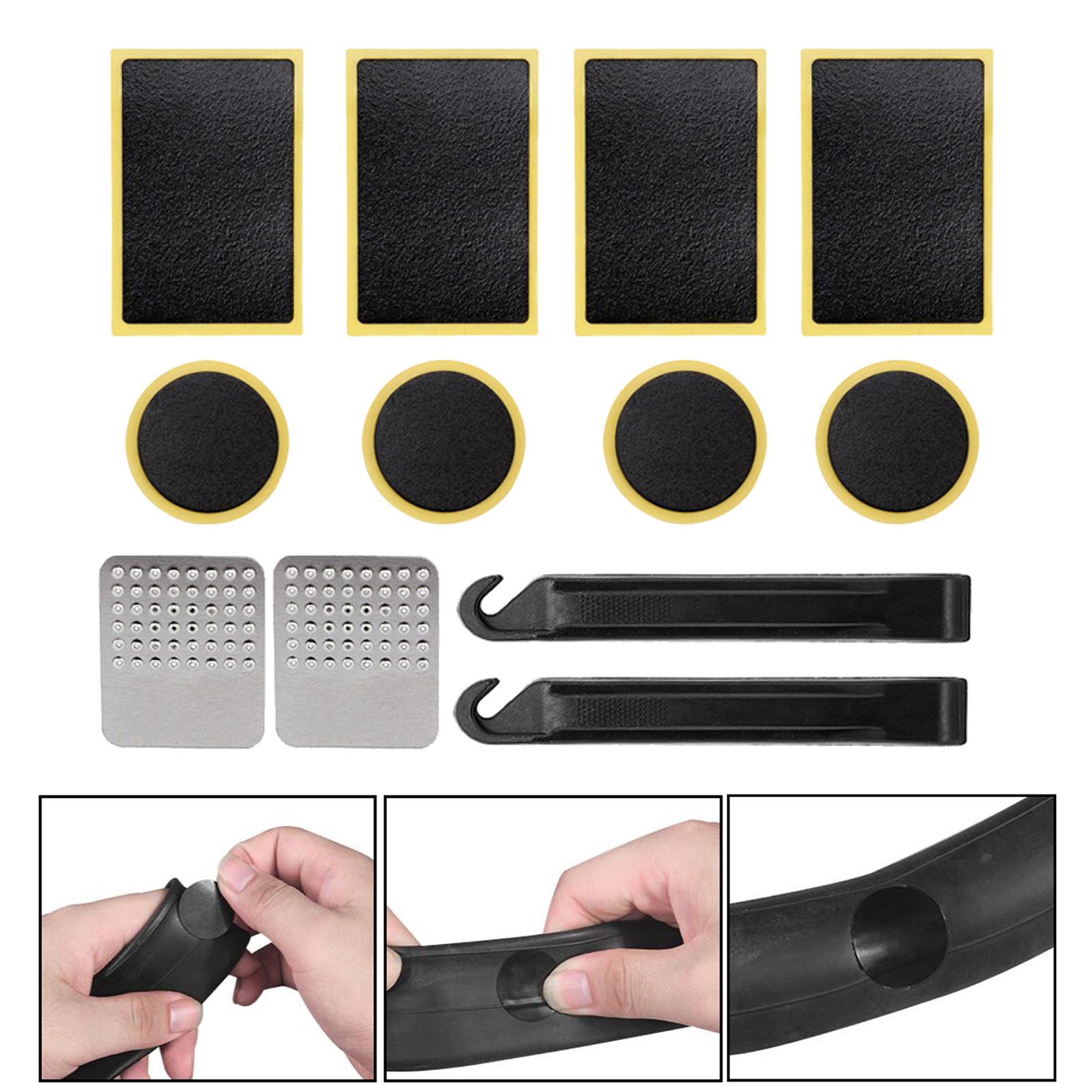 Bicycle Tire Repair Kit Rubber with Metal Rasp for Patches Folding Bike 12pcs kit