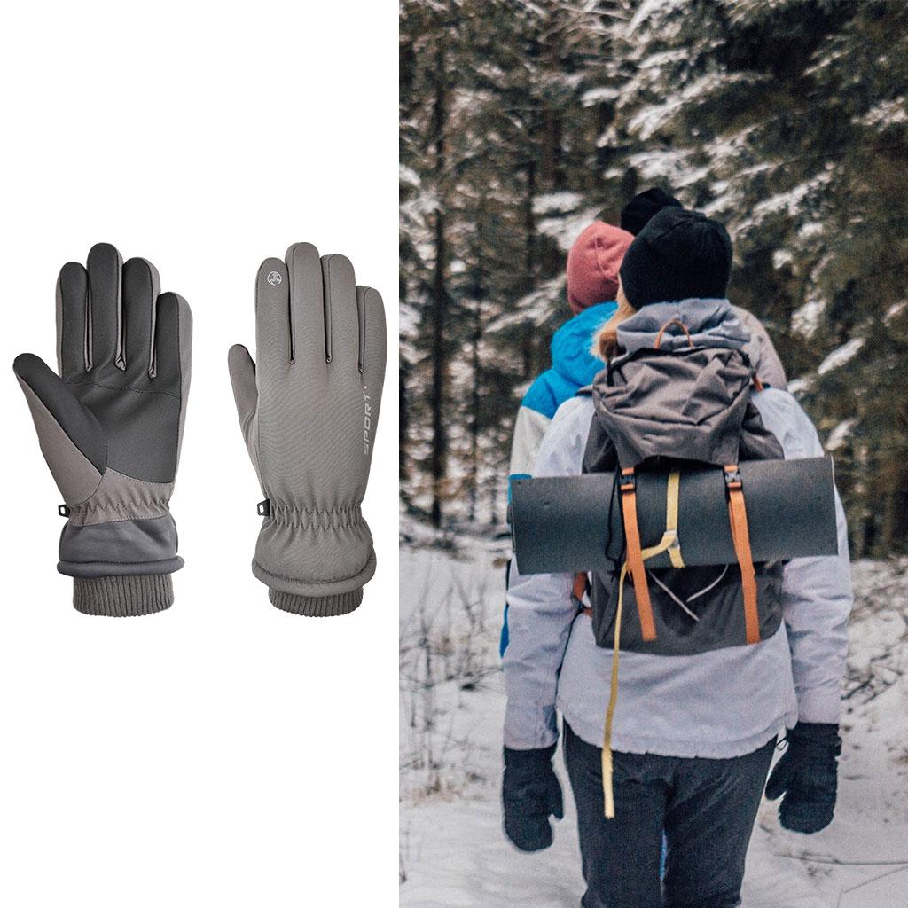 Windproof Gloves Touchscreen Thermal Fleece Sports Snowboarding HX 102 Gray