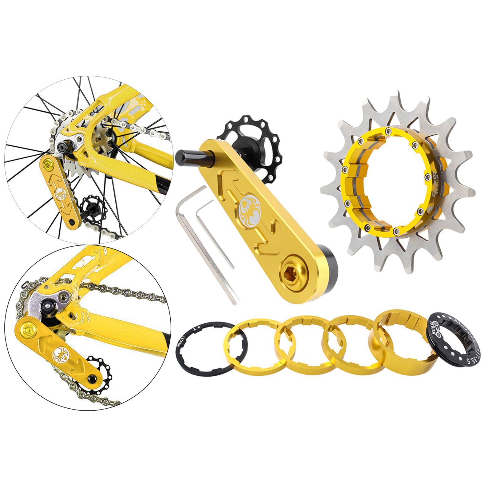 Bike Single Speed Cassette Cog MTB Bicycle Chain Tensioner Golden 15T