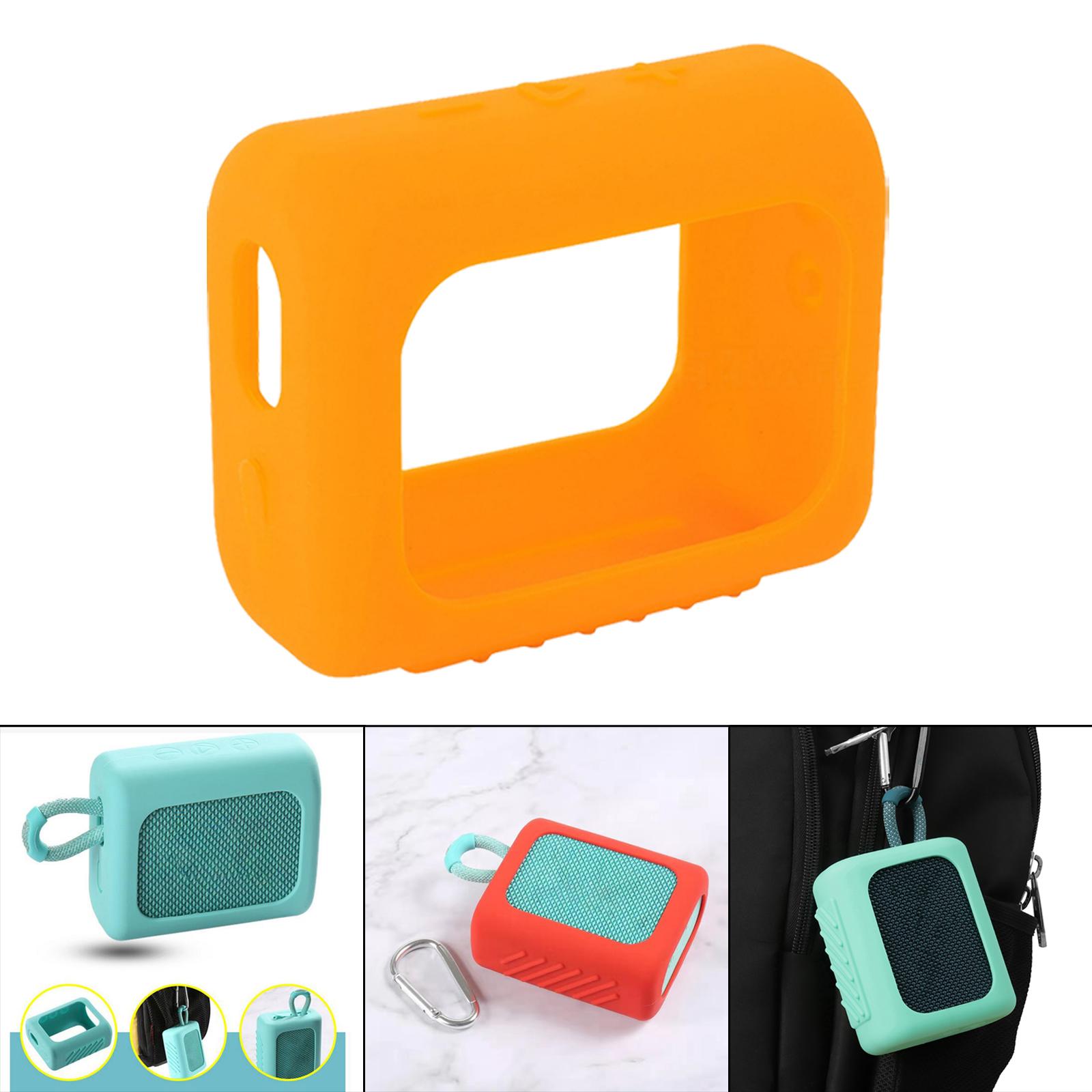 Speaker Silicone Case with Bag Hook Speaker Accessories Portable for Go3 Orange
