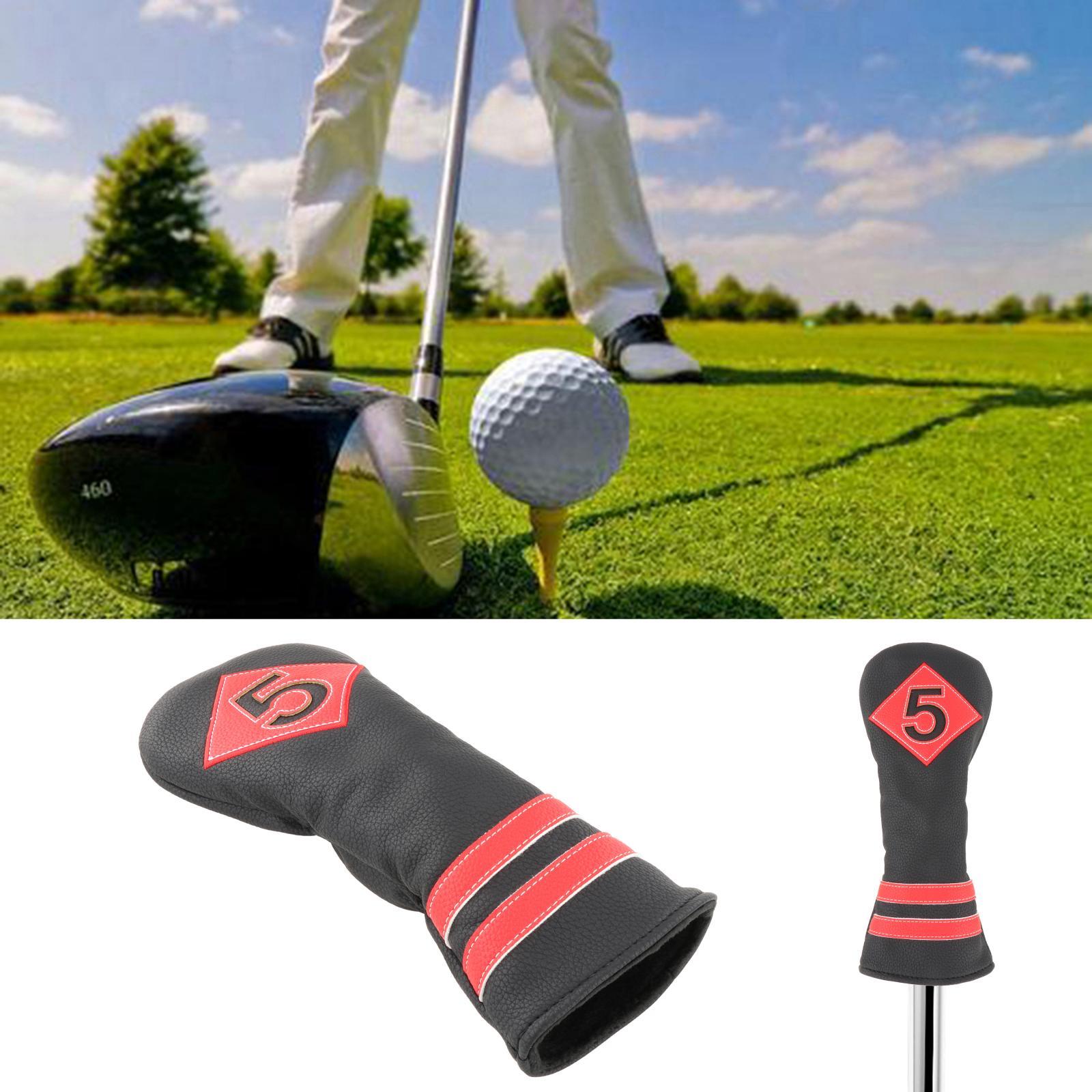 Golf Wood Club Head Cover Driver Headcover Fairway Hybrid black red 5