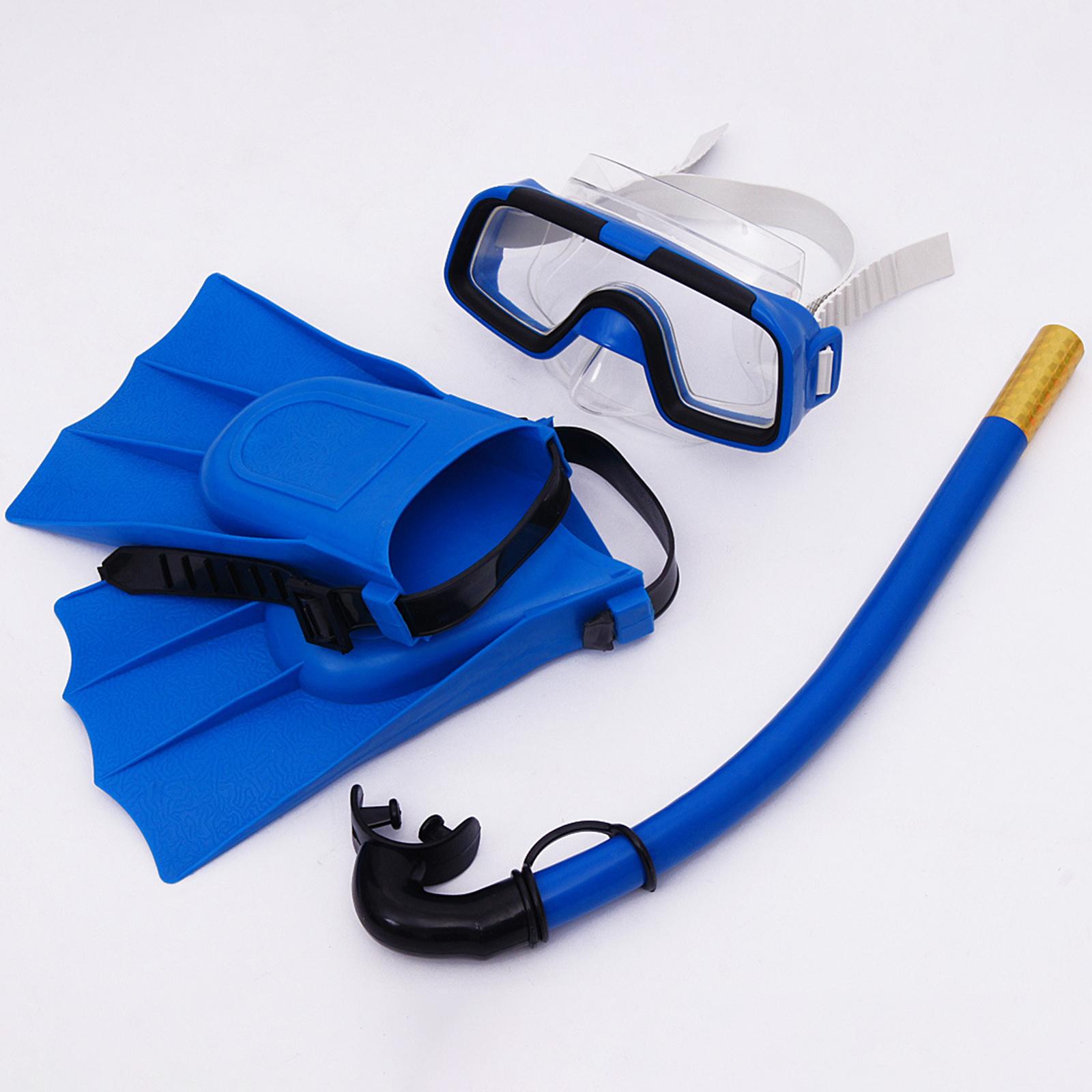 Child Kids Snorkeling Set Goggles Snorkel Flippers Gear Swimming Blue