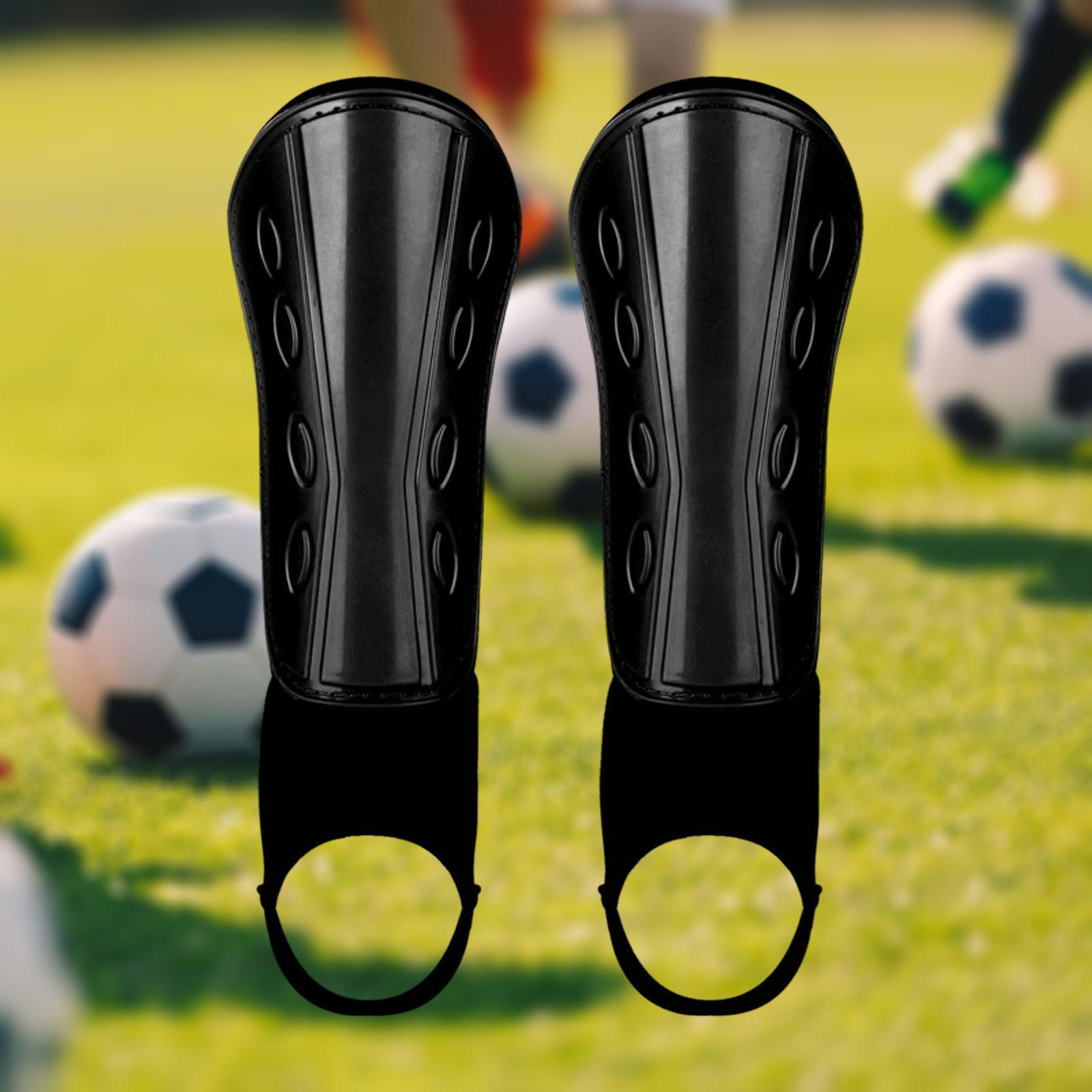 1 Pair Football Shin Guards Adult Youth Adjustable Straps Durable Shin Pads kids black 