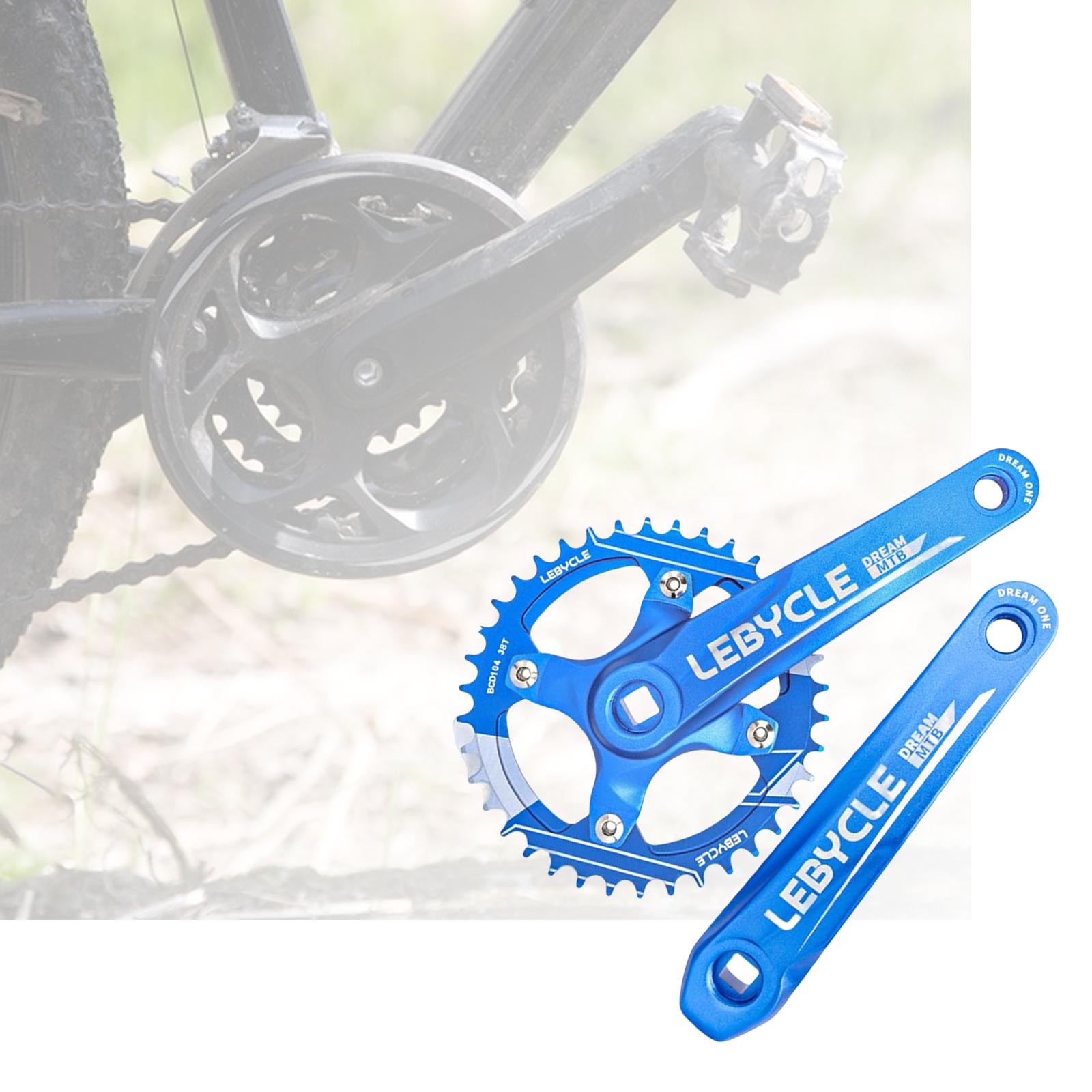 Mountain Bike Crankset 170mm Square Taper Aluminum Alloy Blue Crankset 38T