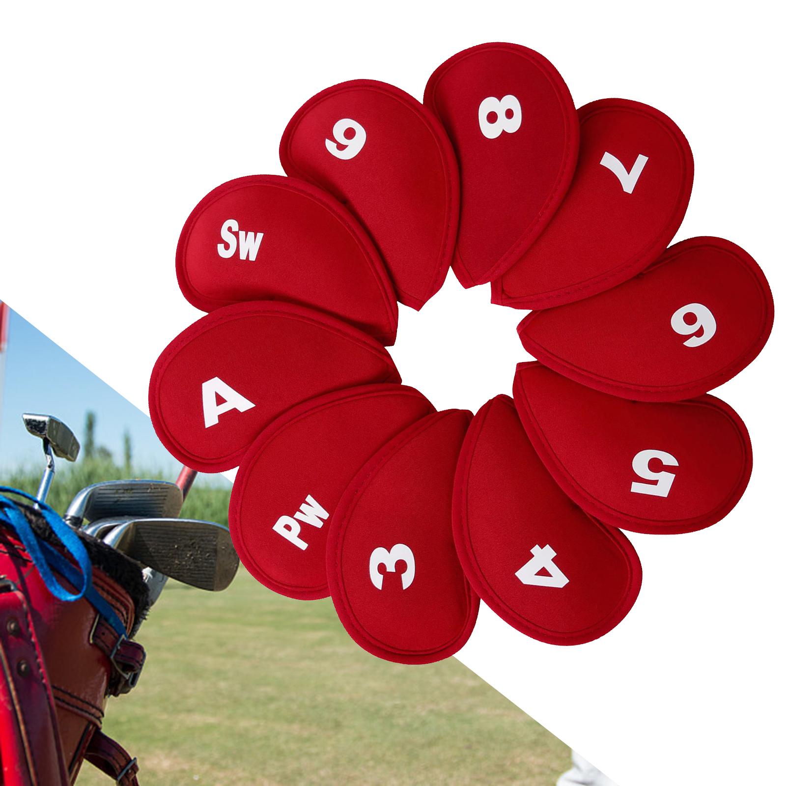 10 Pieces Golf Club Head Cover Exquisite Stitches Accessory Durable Red