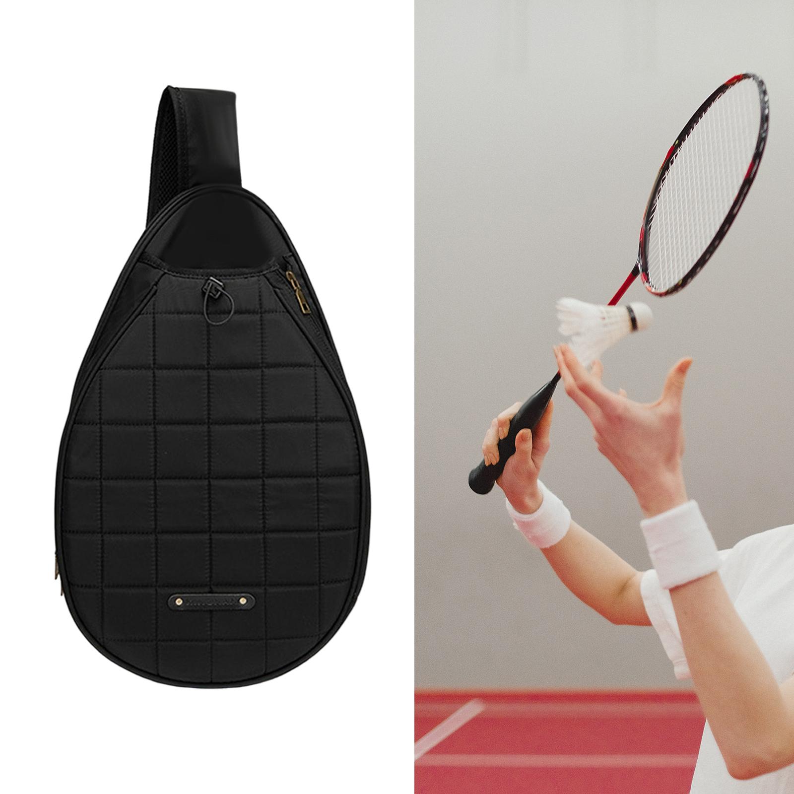 Tennis Racket Shoulder Bag Outdoors Sports Accessories Pocket Mesh Organizer Black
