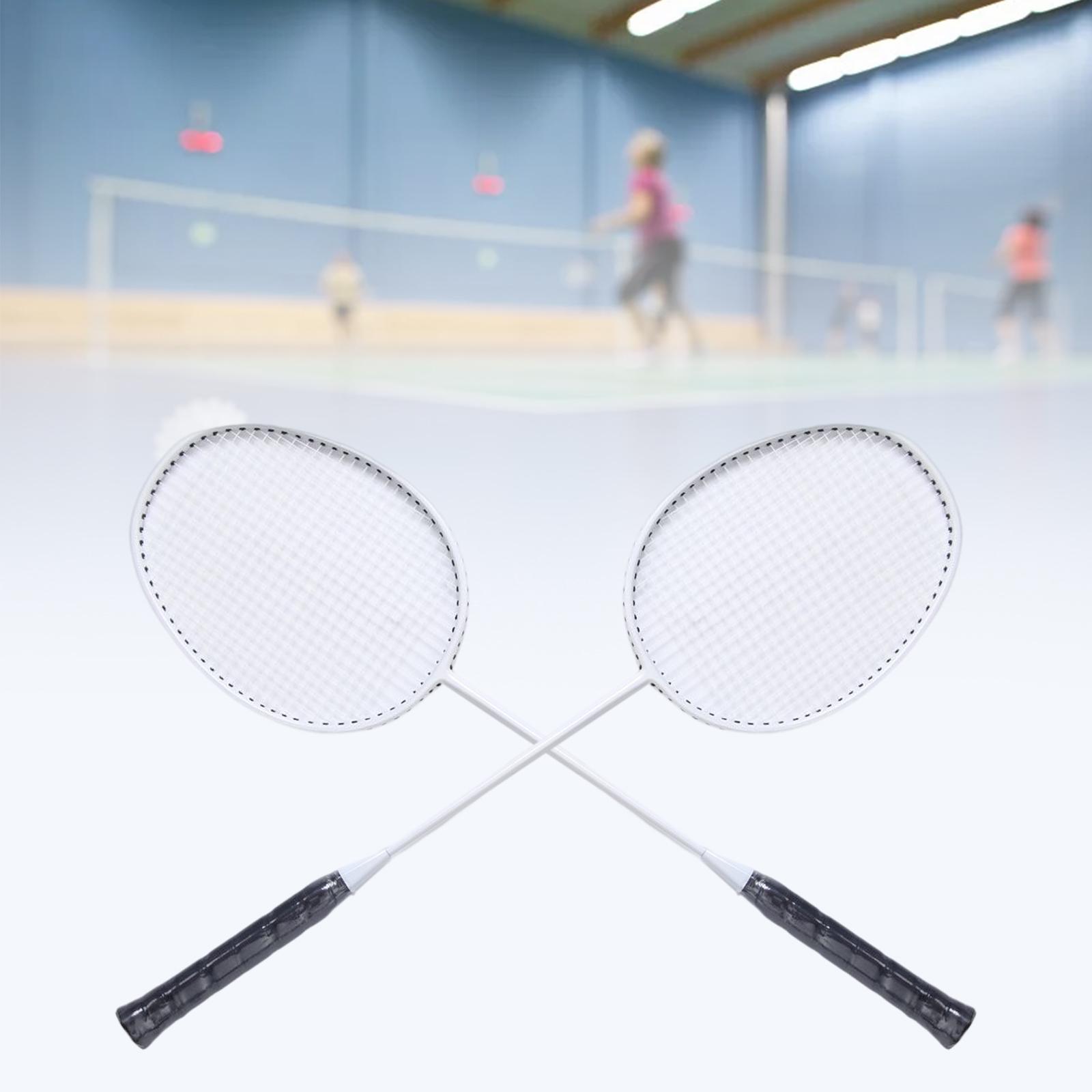 2x Badminton Rackets Set Lightweight for Backyard Accessory Beginners white