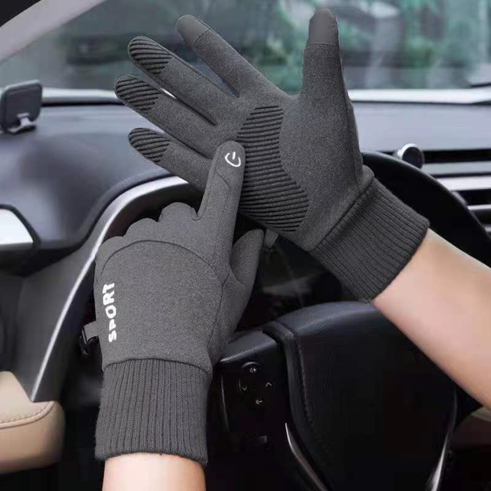 Thermal Gloves Commuting Winter Gloves for Driving Outdoor Sports Riding Deep Gray Medium