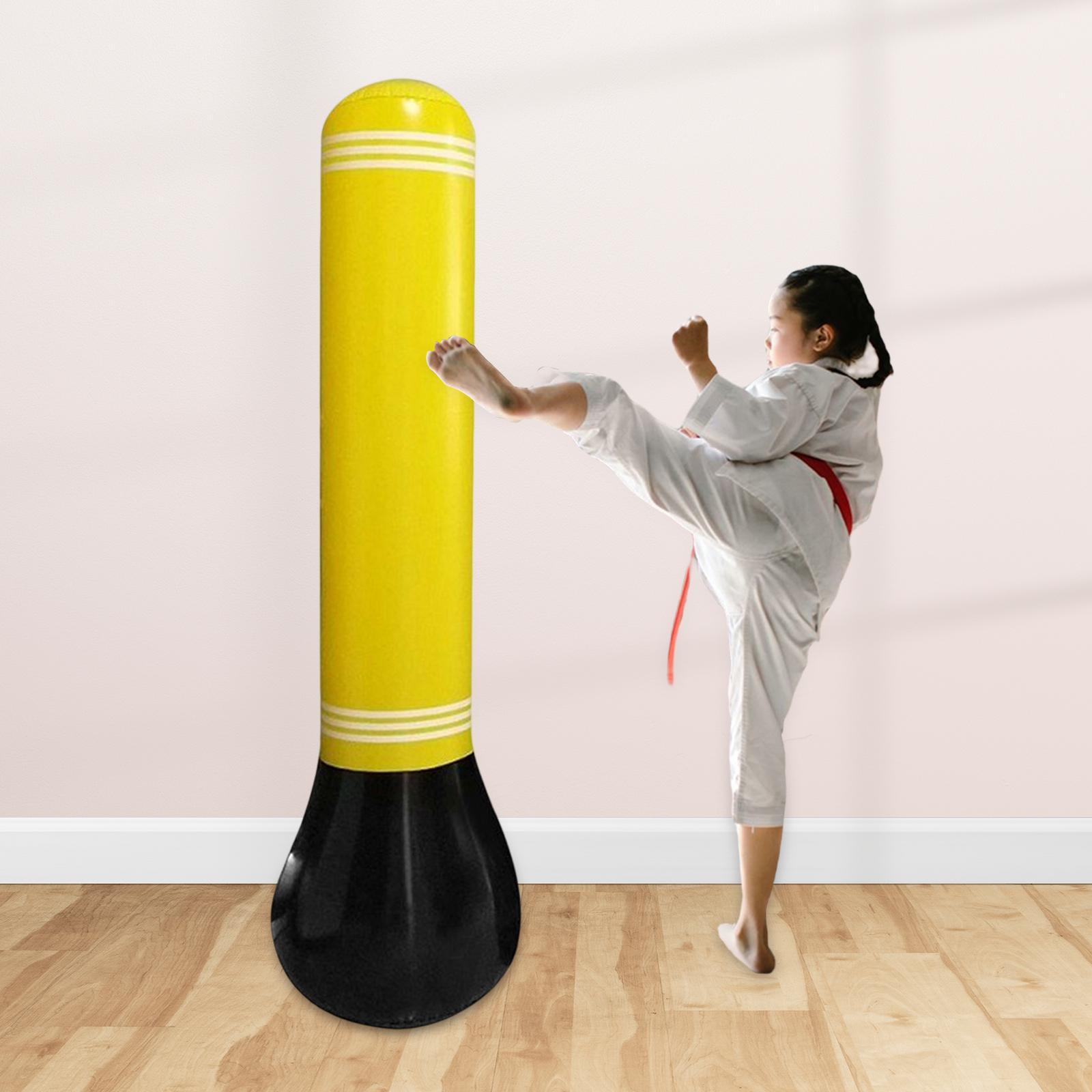 Kid Inflatable Tumbler Training Aid Kickboxing for Home Football Fitness Yellow