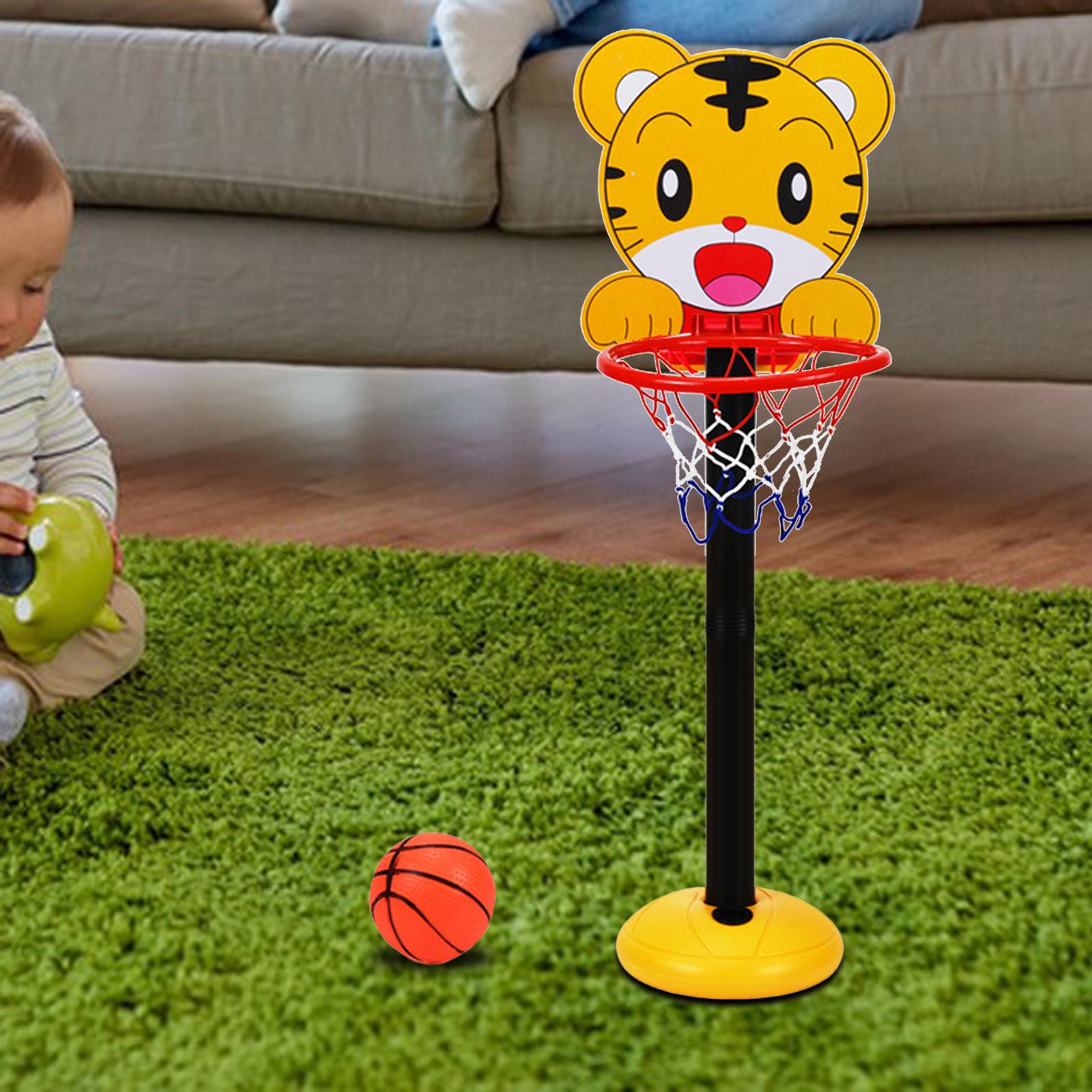 Cute Basketball Hoop Stand Kit Adjustable Height Kids Children Indoor Tiger 