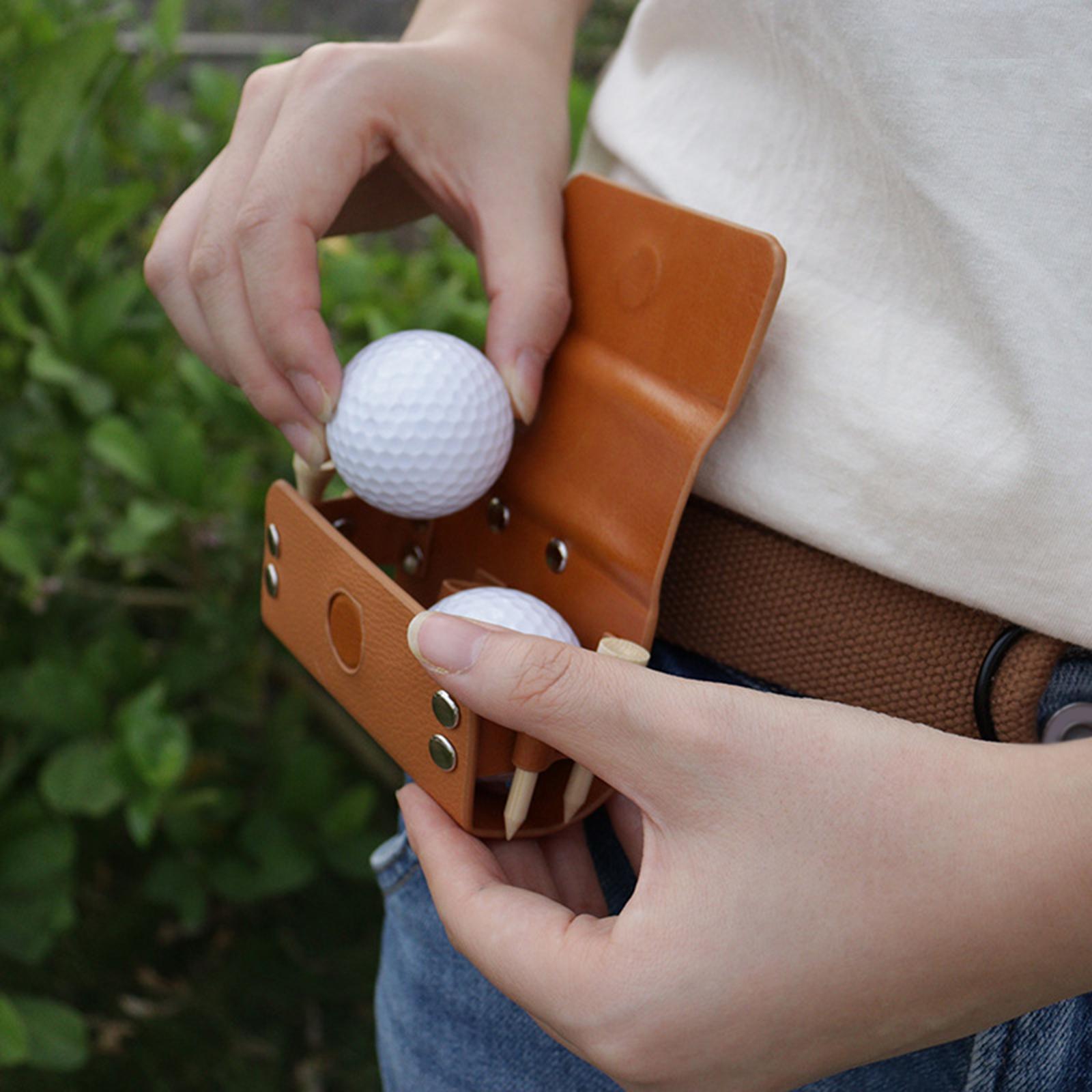 Portable Golf Ball Storage Bag Pouch Belt Waist Bag Organizer Unisex Holder Brown