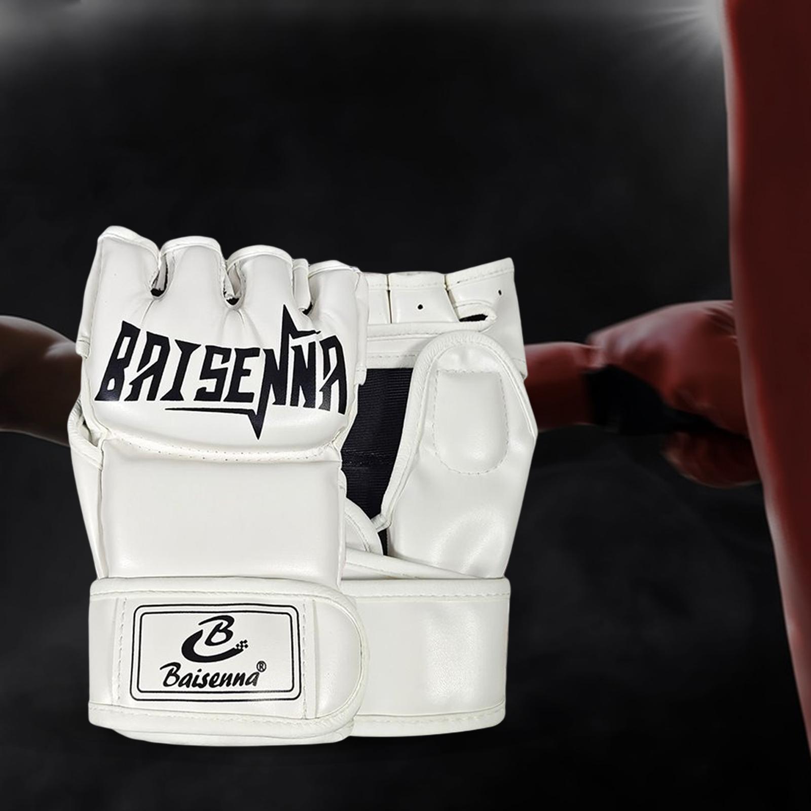 Mma Gloves Half Finger Training Boxing Gloves Hand Wraps Kick Boxing Gloves White
