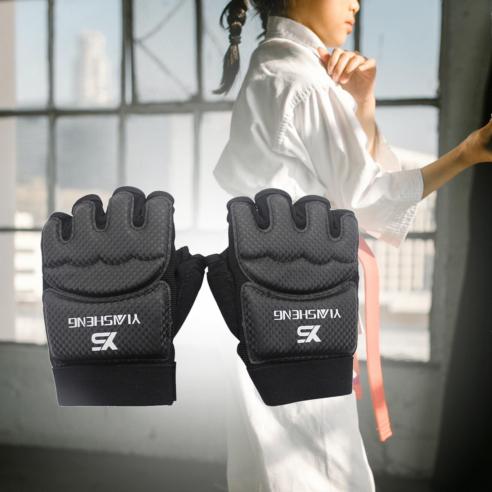 Kickboxing Gloves Half Finger Adjustable Mitts Sparring Gloves for Women MMA L