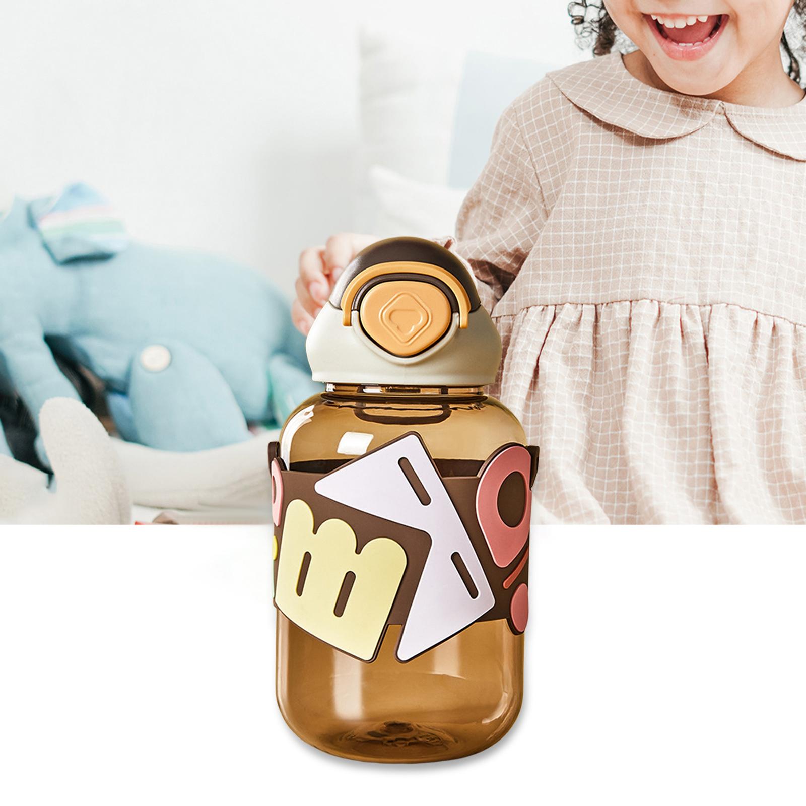 Cartoon Water Bottles for Kids LeakProof Running Picnic Childrens Water Cup Brown