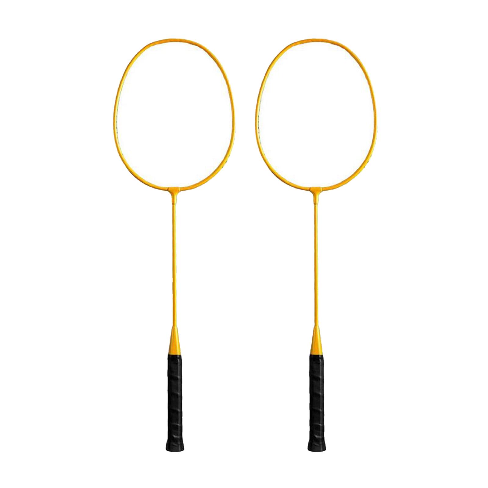 Badminton Rackets 2Pcs Badminton Equipment for Beach Indoor Outdoor Backyard Yellow