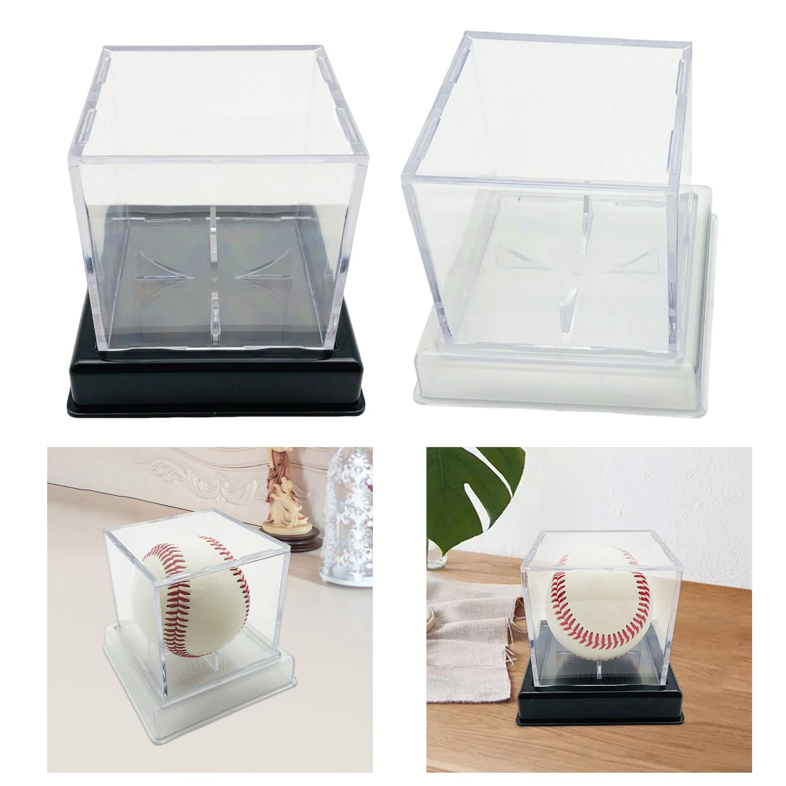 Clear Square Display Case Baseball Display Case for Doll Living Room Jewelry Black Bottom