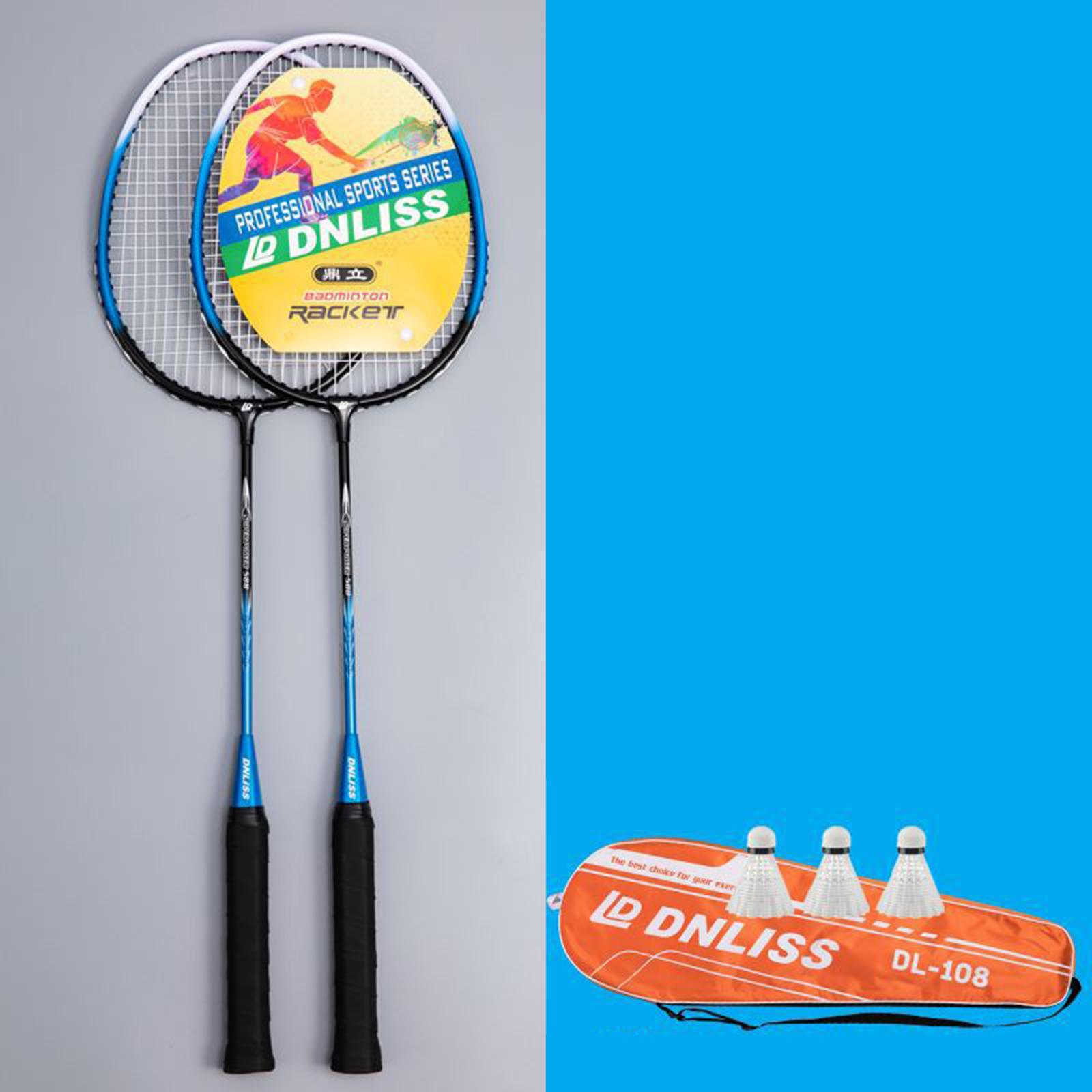 2x Badminton Racquets Playing Badminton Racket Sets for Lawn Blue 