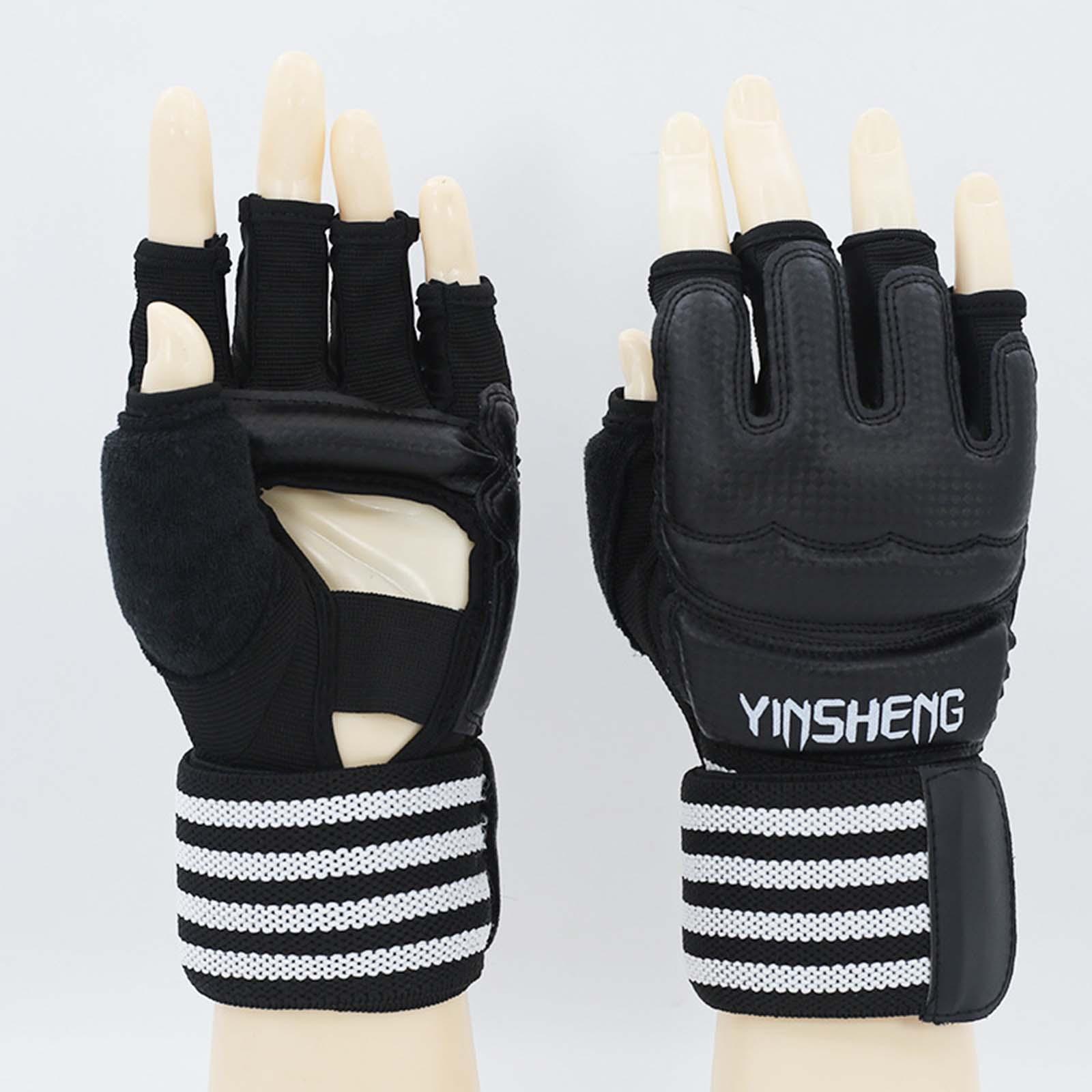 Kickboxing Gloves Half Finger Fighting Gloves for Taekwondo Punching Bag Mma S Black