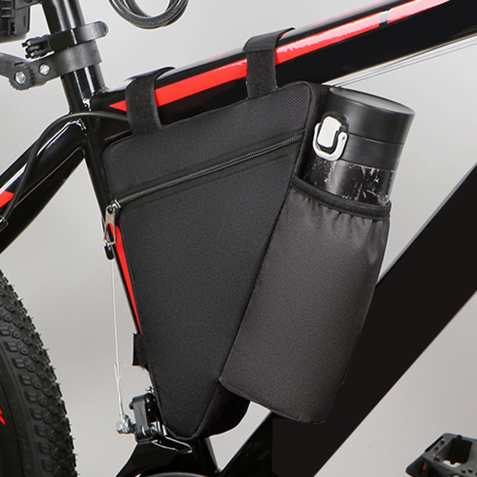 Bike Frame Pouch Lightweight Bike Storage Bag for Mountain Bikes Attachments Black with Bag