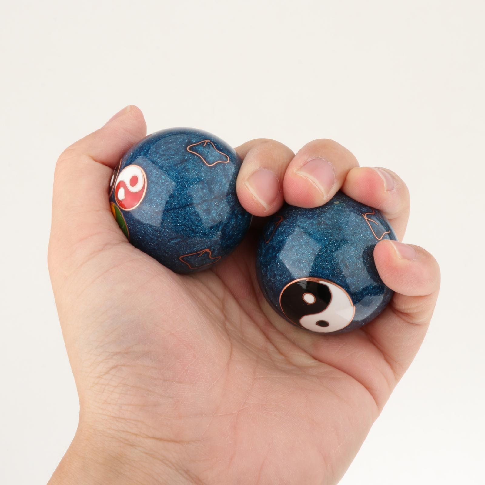2 Pieces Massage Balls with Storage Box Baoding Balls for Middle Aged People Gossip Blue