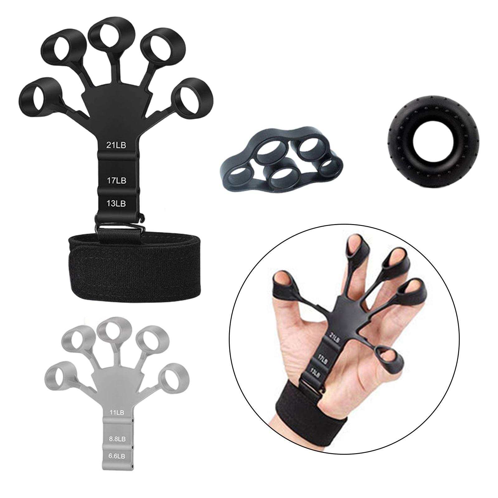 Hand Grip Strengthener Set Hand Grip Trainer 3Pcs Finger Exerciser Stretcher Black