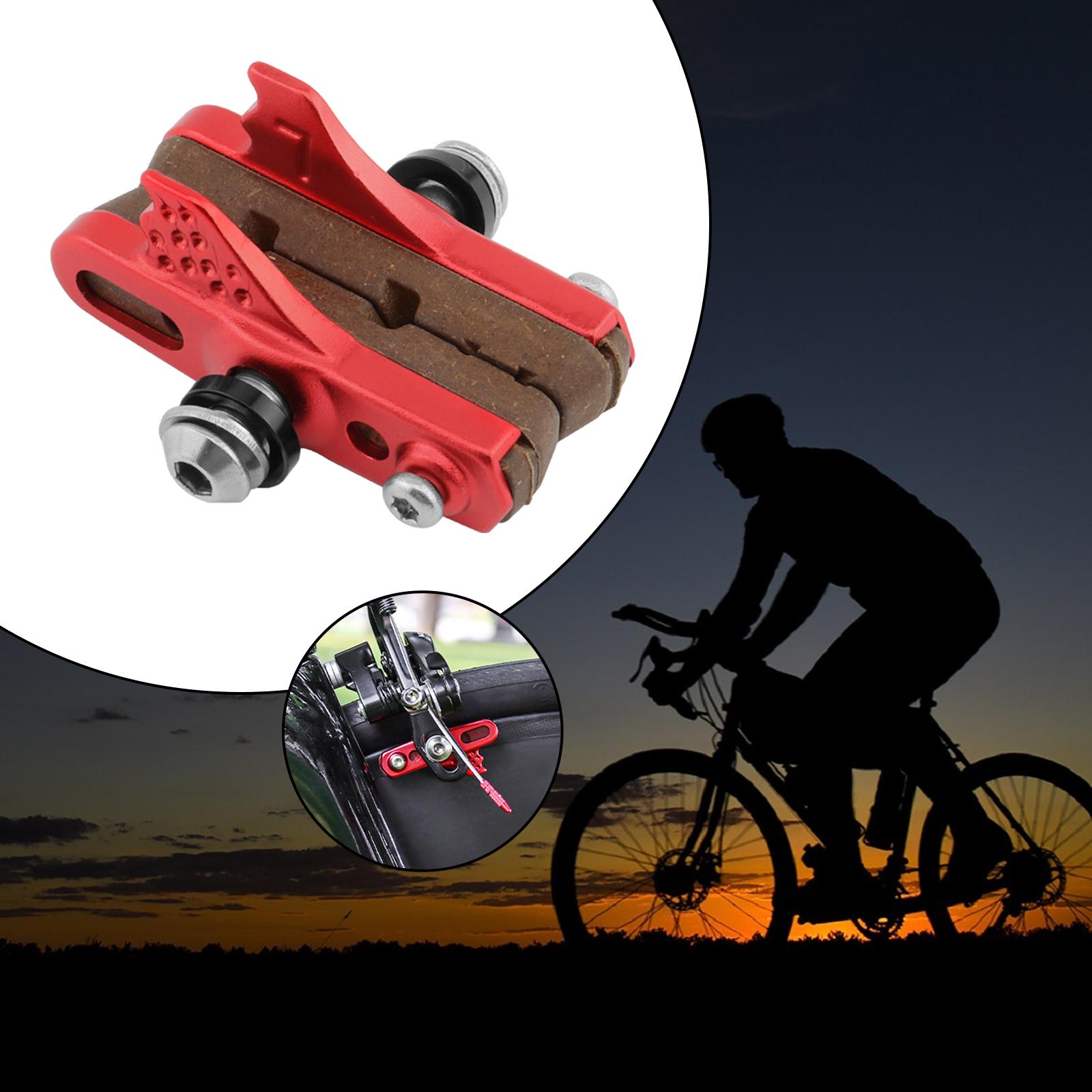 2 Pieces Bike Brake Pads No Noise Practical Replace Bicycle Brake Pads Block red and brown