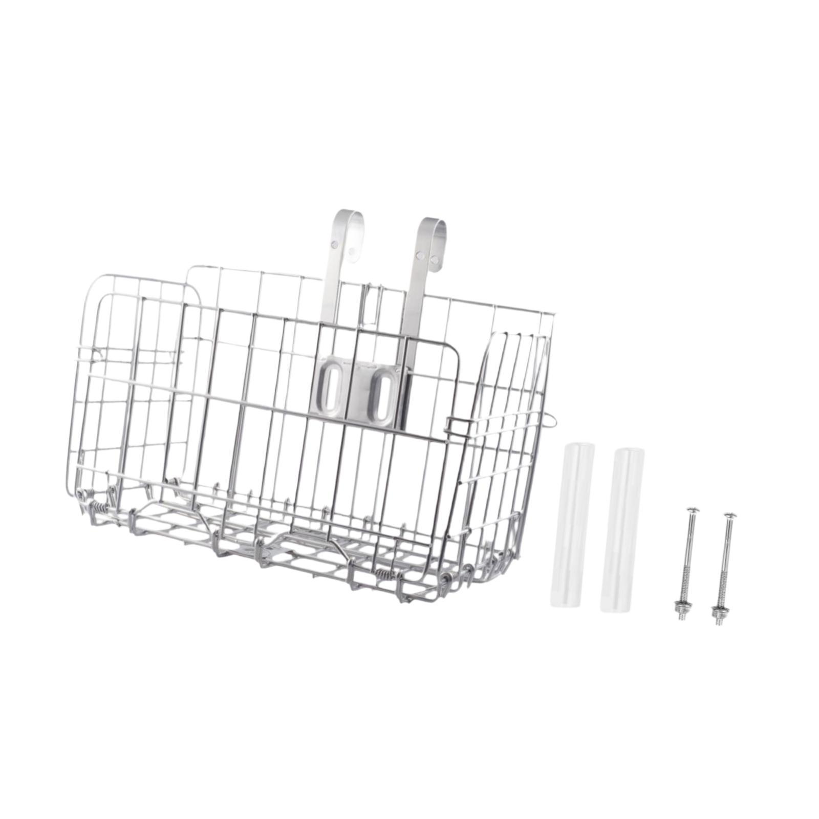 Bike Basket Detachable Sundries Container Lightweight Bicycle Front Basket Thick Silver