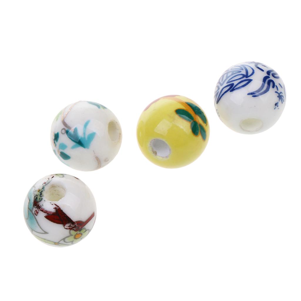 20Pcs Mixed Round Ceramic Porcelain Loose Spacer Beads Charms Findings 10mm