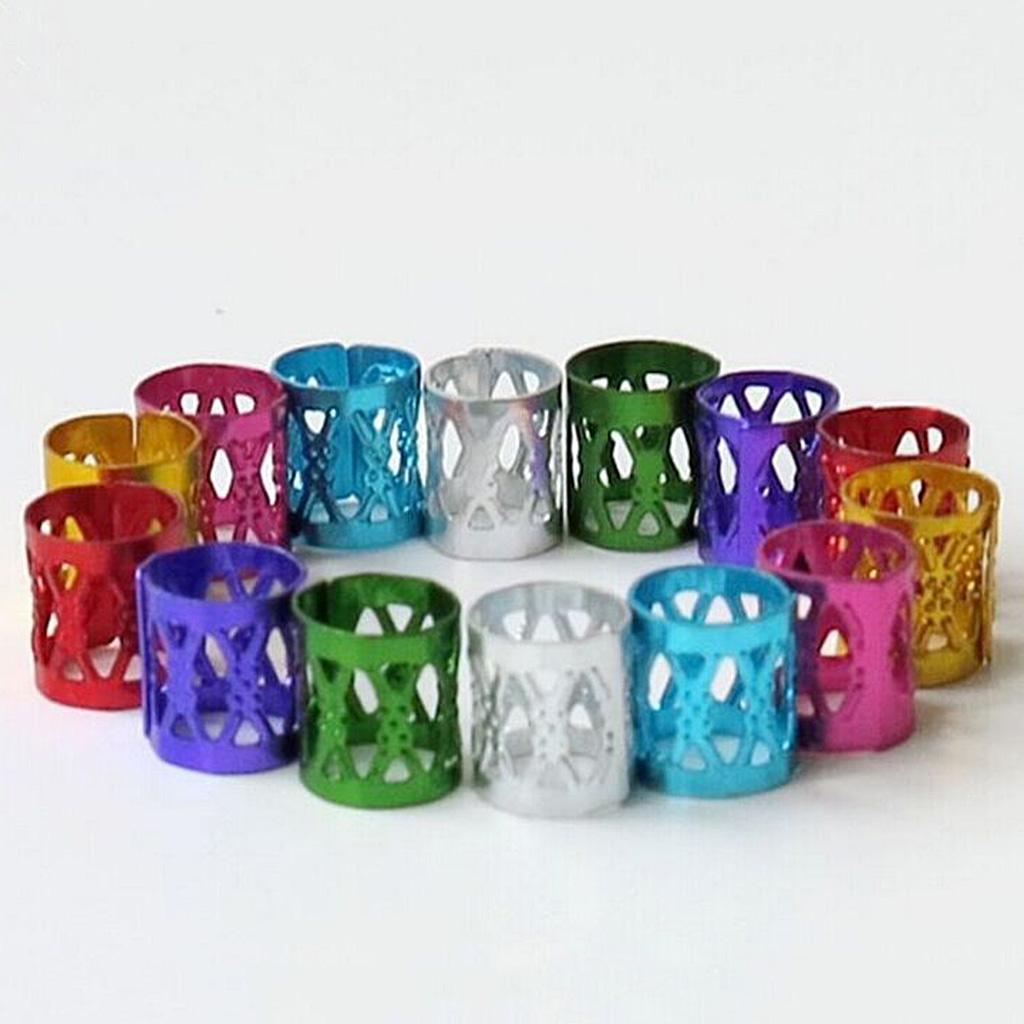 Phenovo 50pcs/Pack Hair Braid Cuff  Adjustable Hair Dreadlock Beads  Red