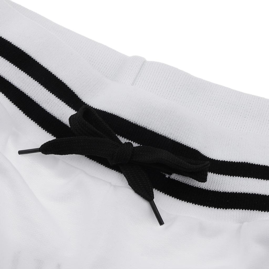 Fashion Men Stripe Tracksuit Bottoms Drawstrings Sports Pants L White