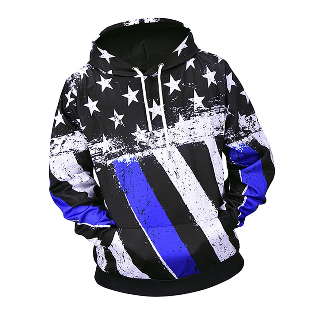 Download MagiDeal Men's Flag Print Pullover Hooded Sweatshirt ...