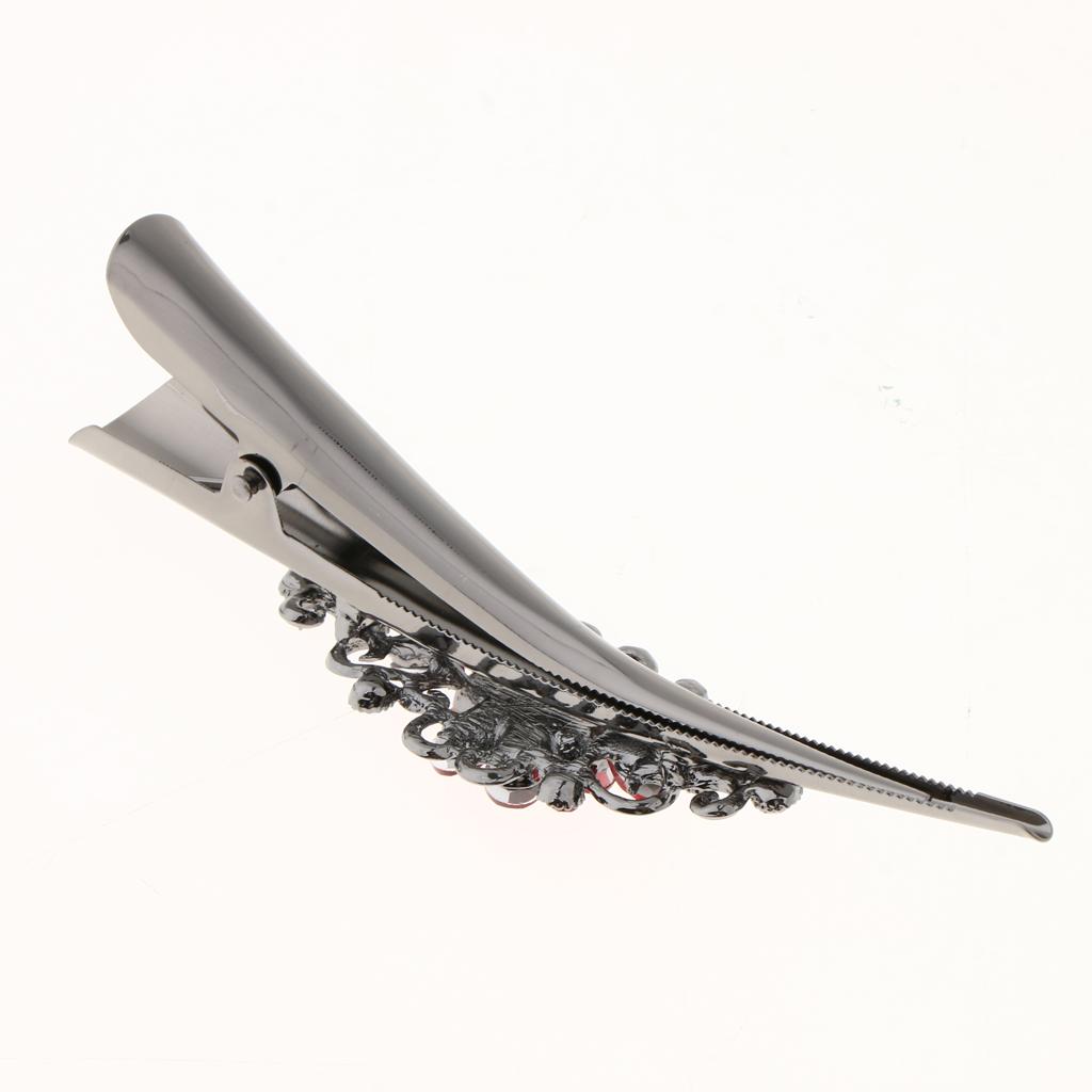 2pcs Womens Metal Rhinestone Hair Alligator Clips Crocodile Hair Grips