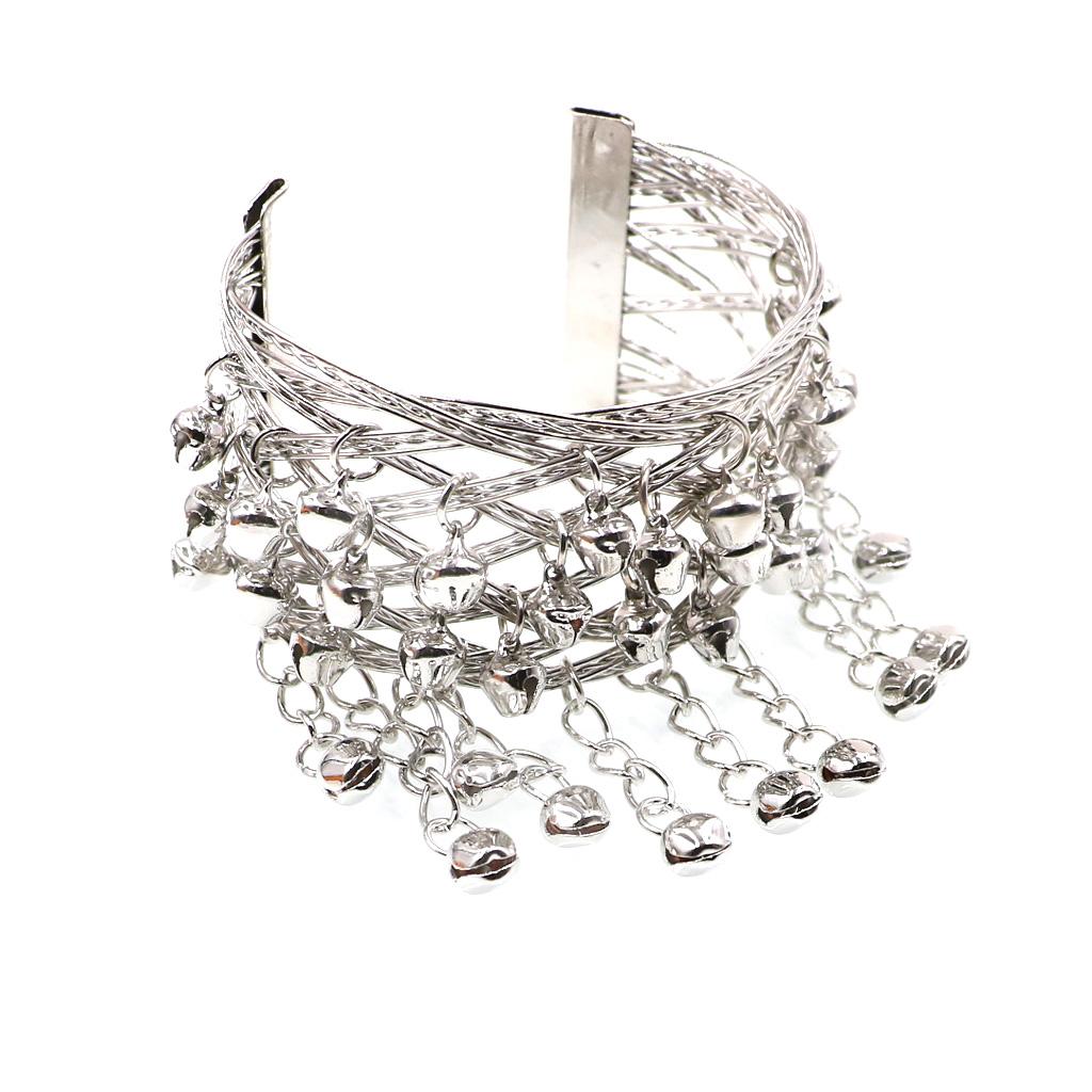 Ethnic Bell Tassels Upper Arm Cuff Armlet Armband Bracelet Brangle Silver