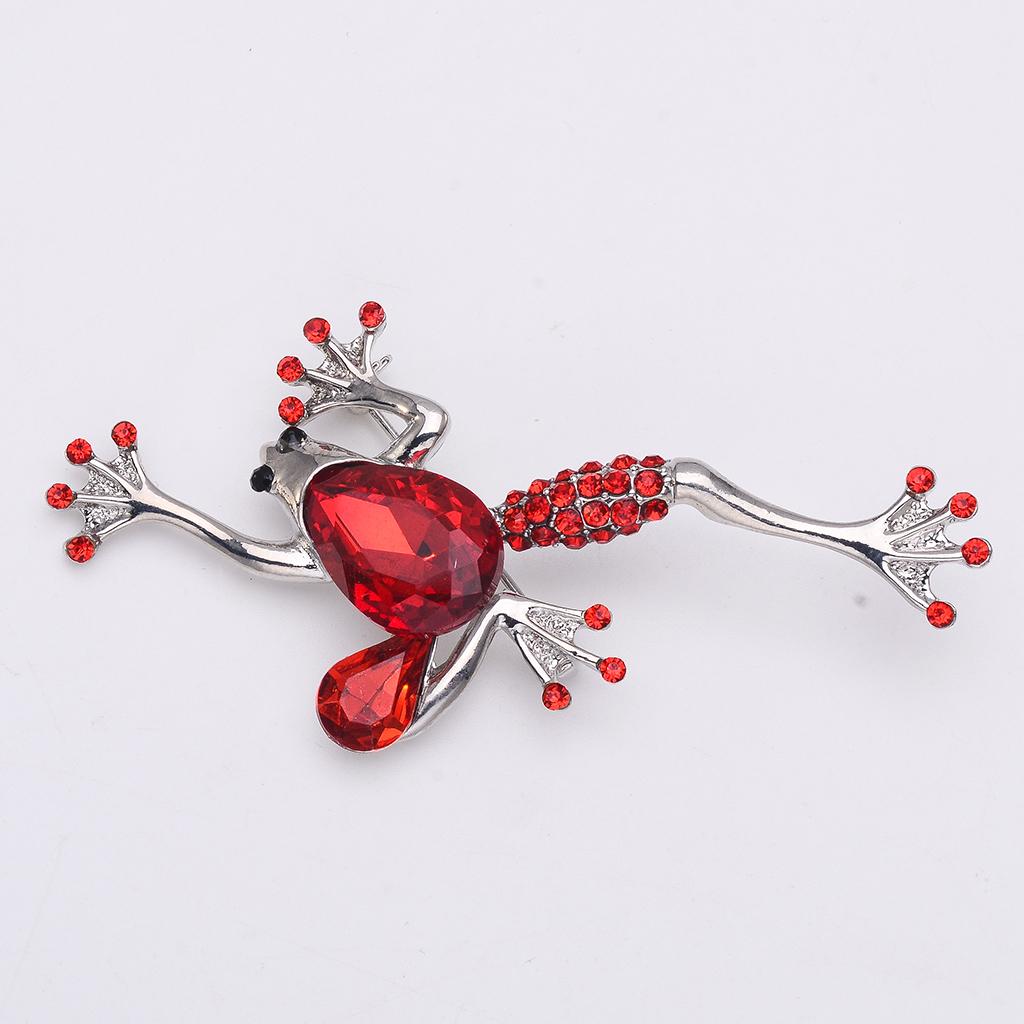 Pretty Rhinestone Crystal Red Frog Brooch Pin Animal Jewelry