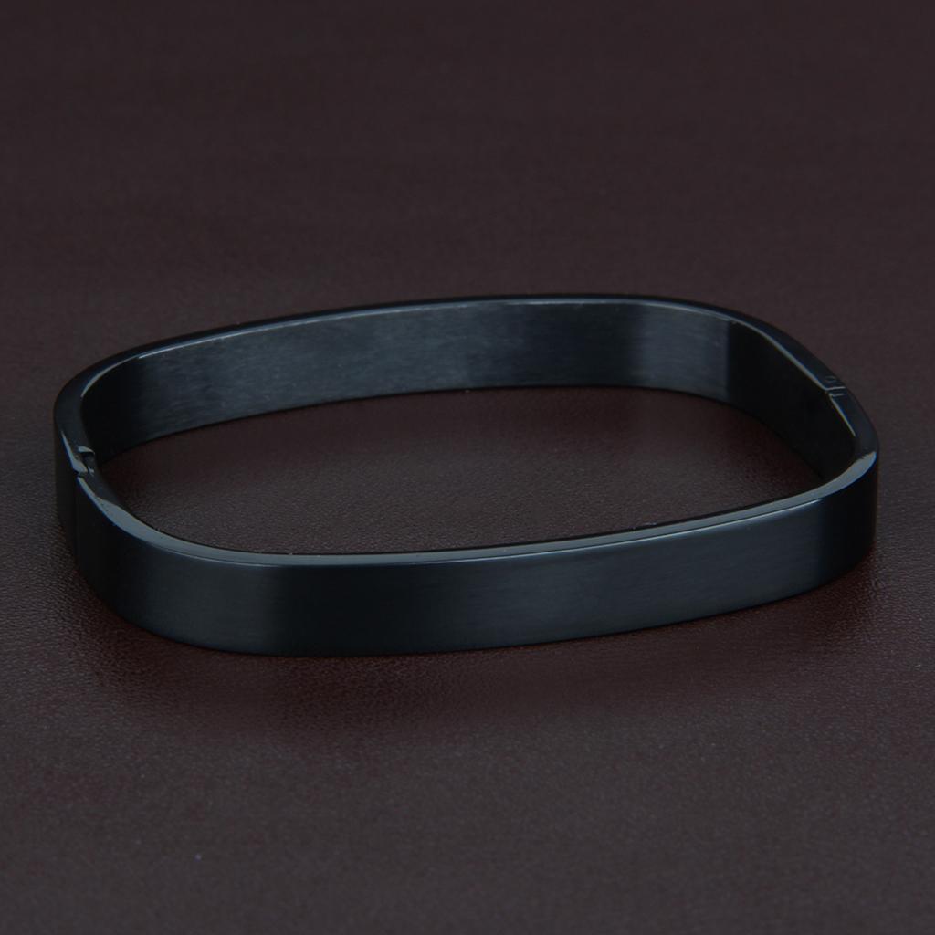 Stainless Steel Couples Bracelet Cuff Bangle Square Wristband Black 6mm