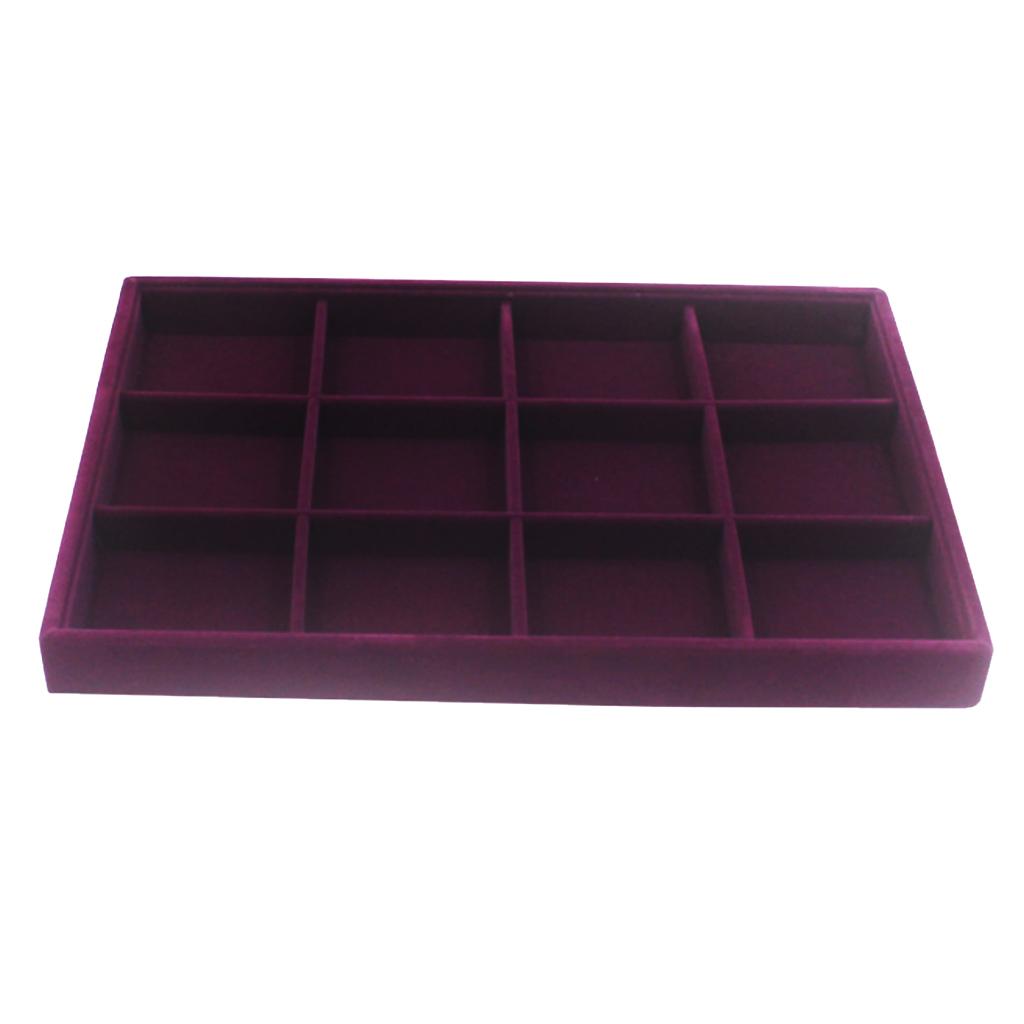 Ring Earrings Necklace Jewelry Display Organizer Box Tray Showcase Purple 2